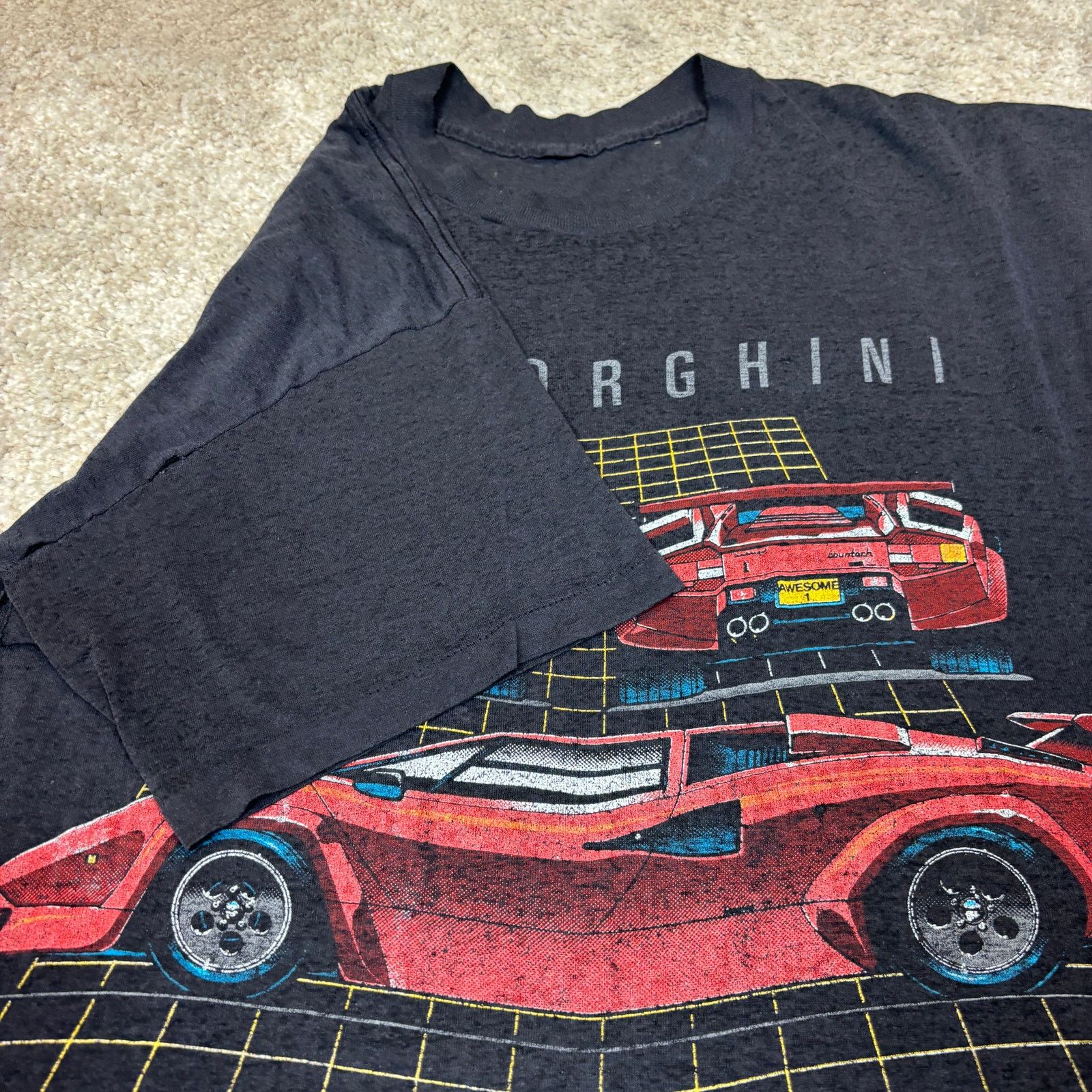 Lamborghini × Vintage Vintage 80s Lamborghini Countach Paper Thin Shirt Men's XL Size US XL / EU 56 / 4 - 6 Thumbnail