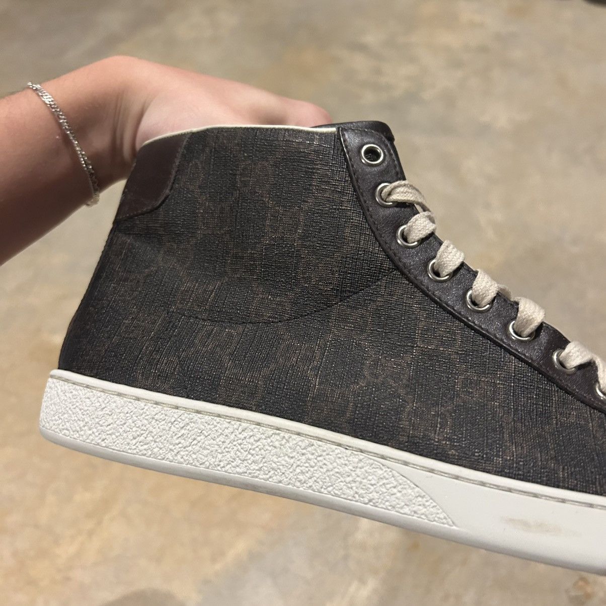 Gucci Gucci GG Supreme Canvas Leather Trim High Top Sneakers US 7 Size US 7 / EU 40 - 9 Thumbnail