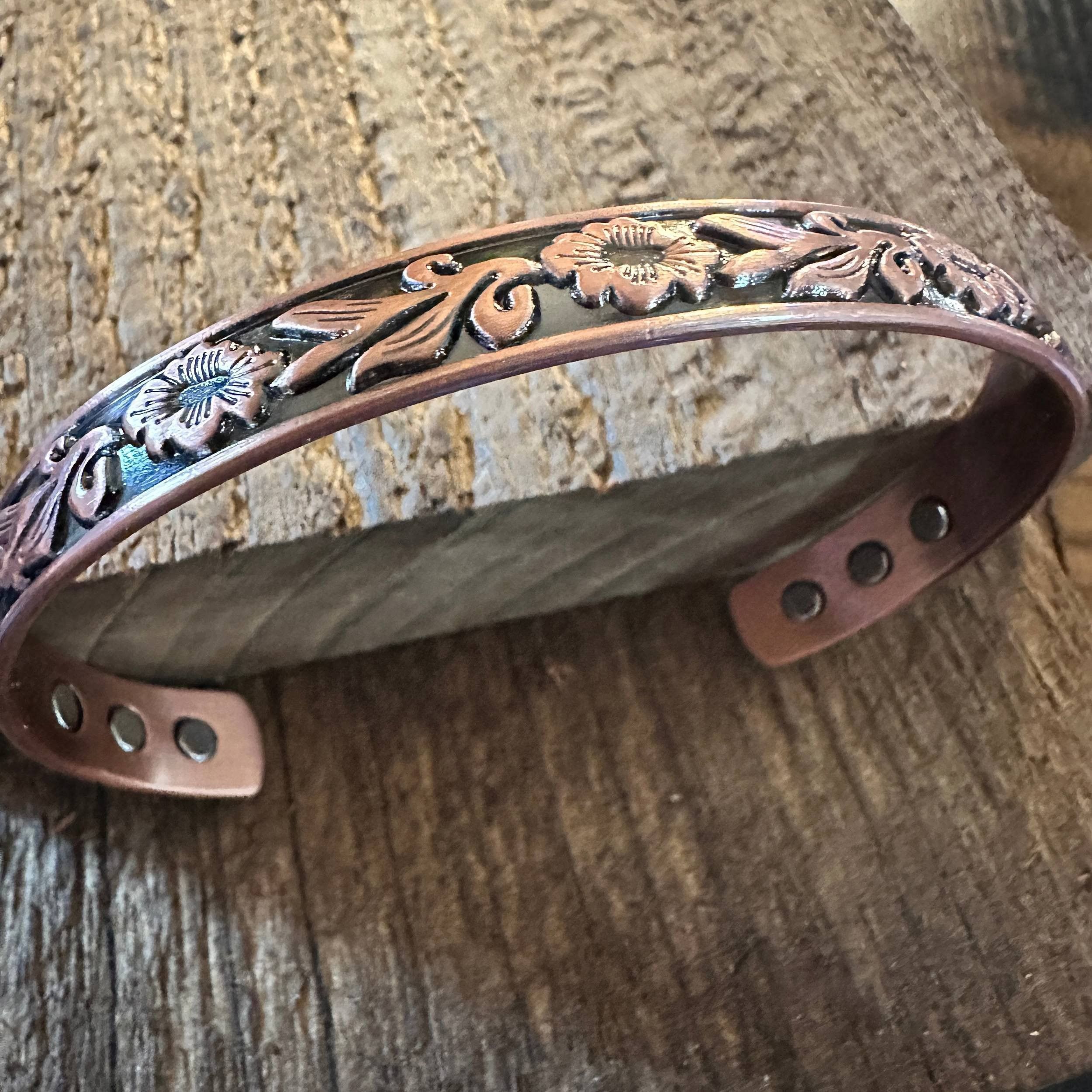 Other Boho Copper Floral Cuff Bangle Bracelet, Arthritis Relief, G Size ONE SIZE - 1 Thumbnail