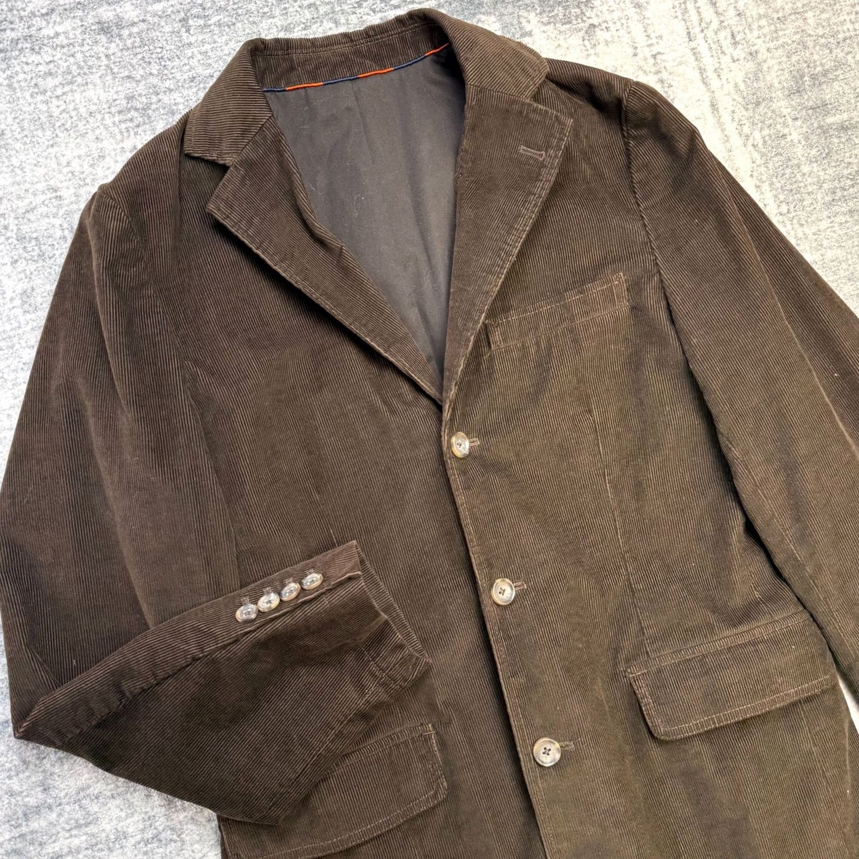 J.Crew VINTAGE J.CREW Blazer Corduroy Single-Breasted Four-Button Notch Brown Mens Small Academia Jacket Coat Vintage Size 36R - 2 Thumbnail