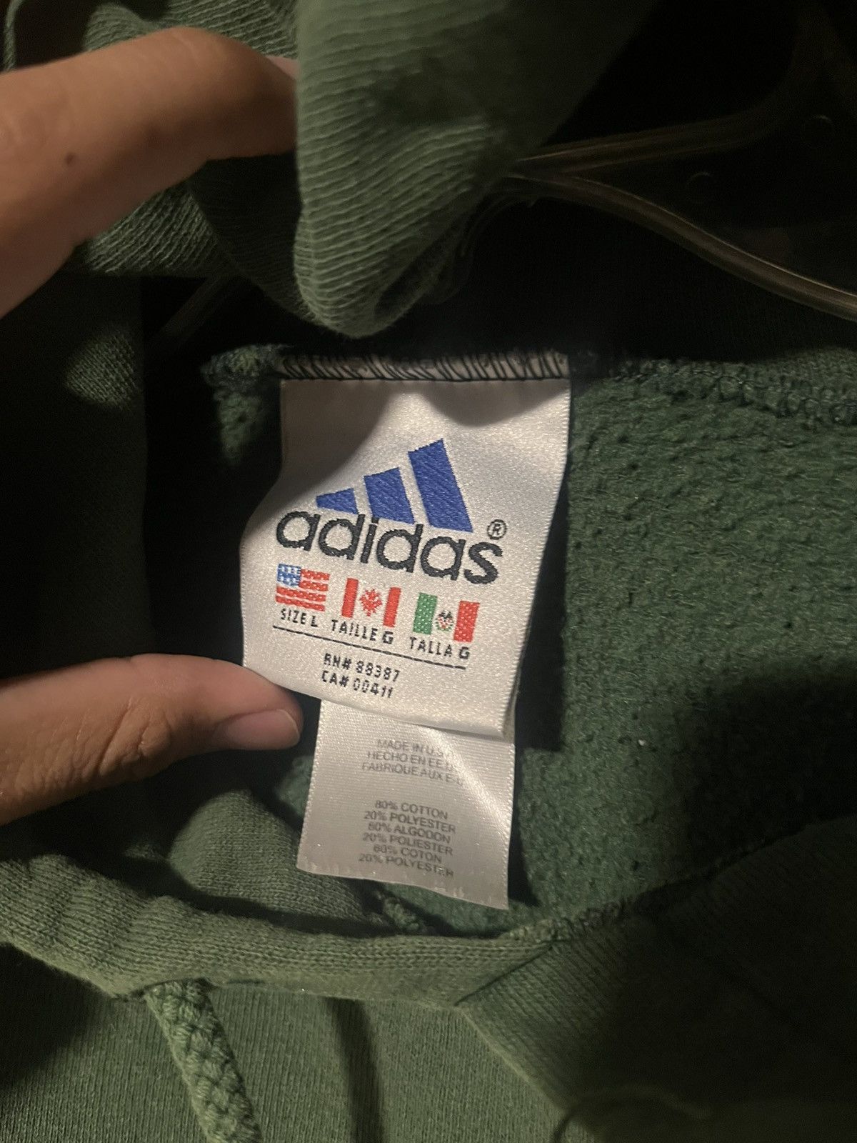 Adidas Vintage 90’s made in usa Adidas Green Hoodie / sweater Size US L / EU 52-54 / 3 - 5 Thumbnail