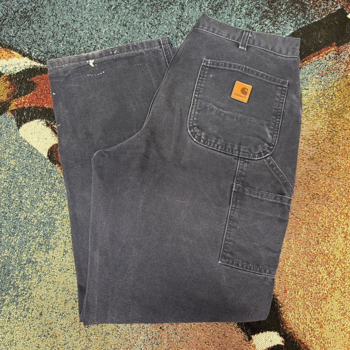 Carhartt × Vintage VITNAGE CARHARTT UTILITY WORK PANT NAVY BLUE Size US 34 / EU 50 - 1 Thumbnail