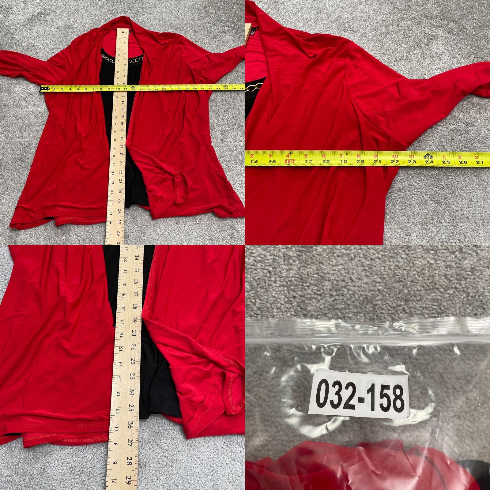 Vintage New Directions Cardigan Blouse Womens 2X Red Black Chain Necklace Stretch Knit Solid Long Sleeve Casual/Workwear Women's Plus Size Size XXL / US 16-18 / IT 52-54 - 8 Thumbnail