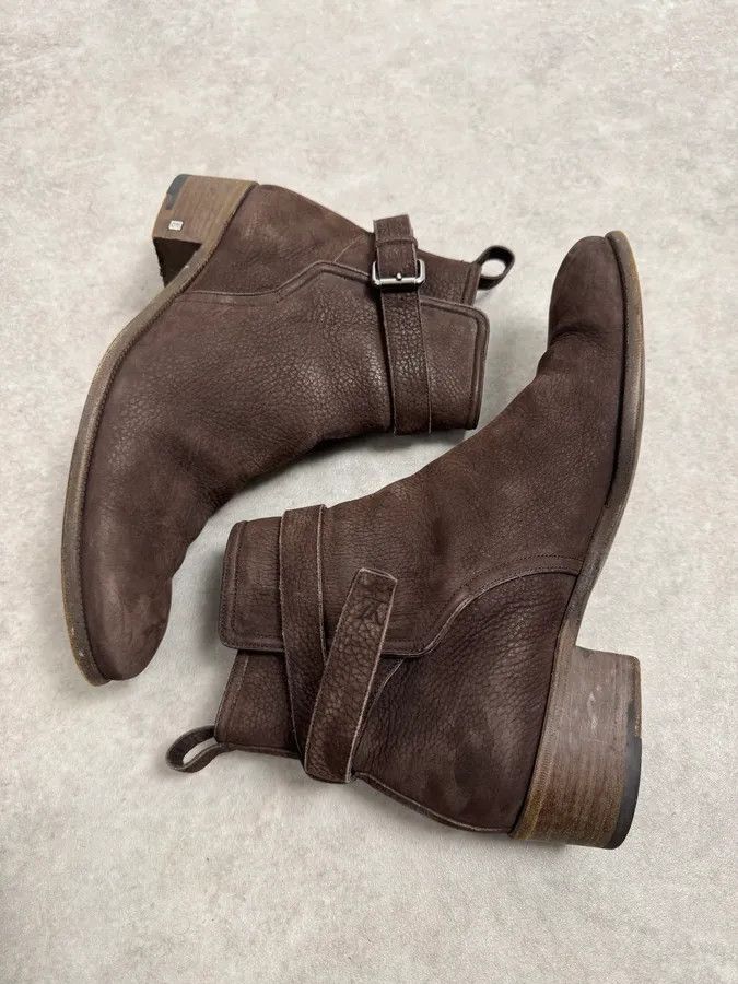 Louis Vuitton Louis Vuitton Taupe Suede Grain Leather Ankle Buckle Strap Boots Size US 10 / EU 43 - 7 Thumbnail