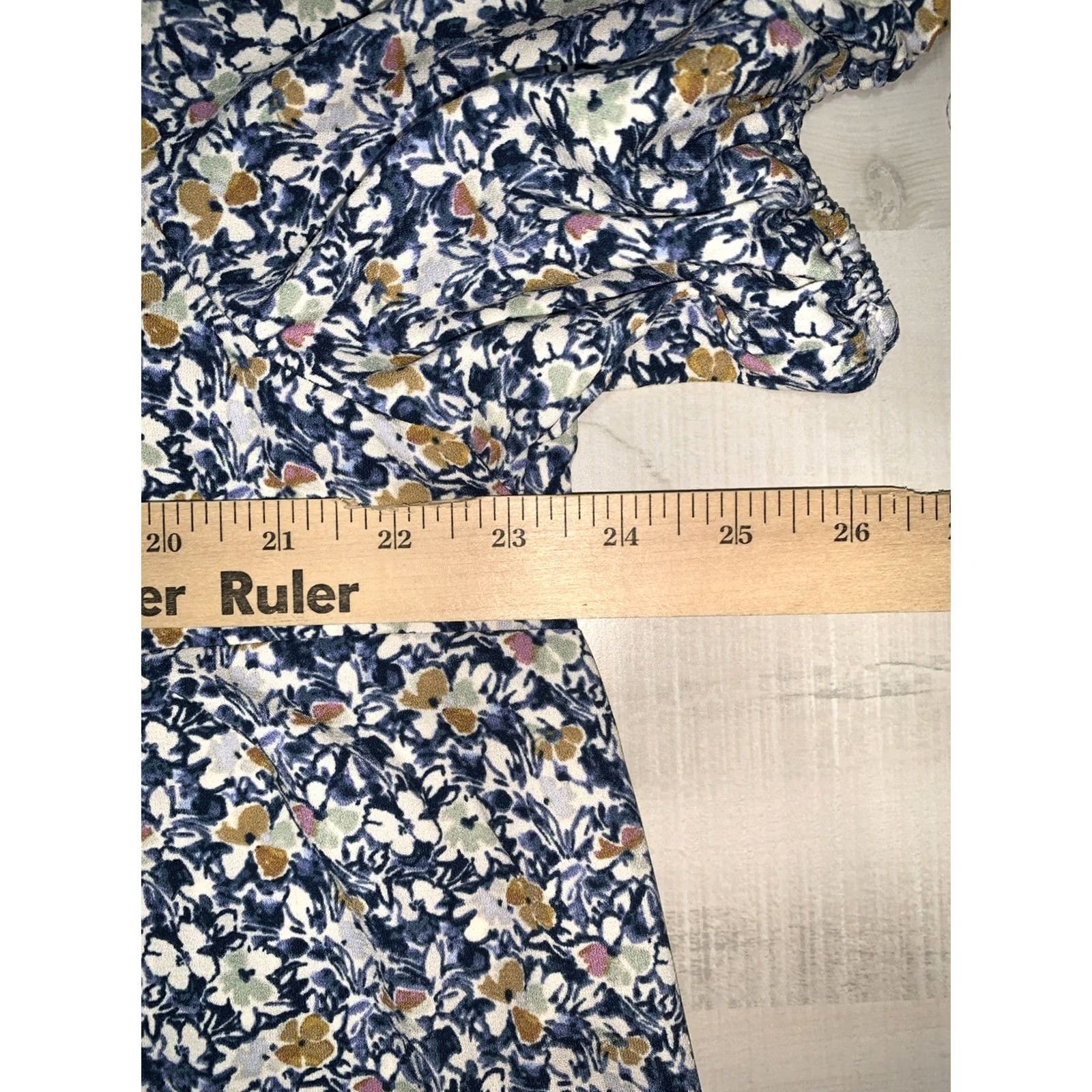 Vintage Lauren Conrad Blue Floral Elastic Short Sleeve Blouse Womens XXL NWT-13000 Size XXL / US 16-18 / IT 52-54 - 4 Thumbnail