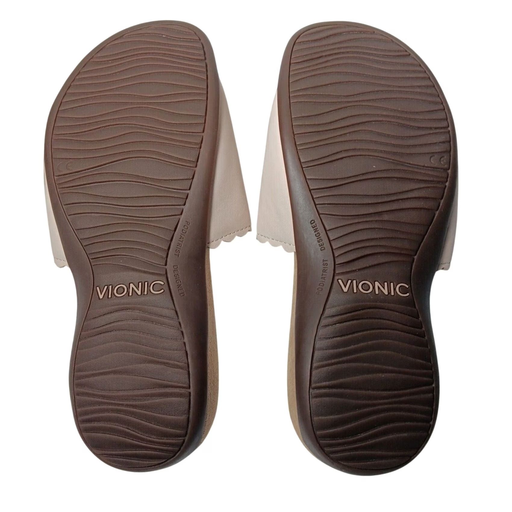 Vionic Vionic Florence Sandals Womens 6.5 Pink Scalloped Leather Adjustable Comfort Slip On Slide Travel Casual Womens Shoes Size US 7 / IT 37 - 3 Thumbnail