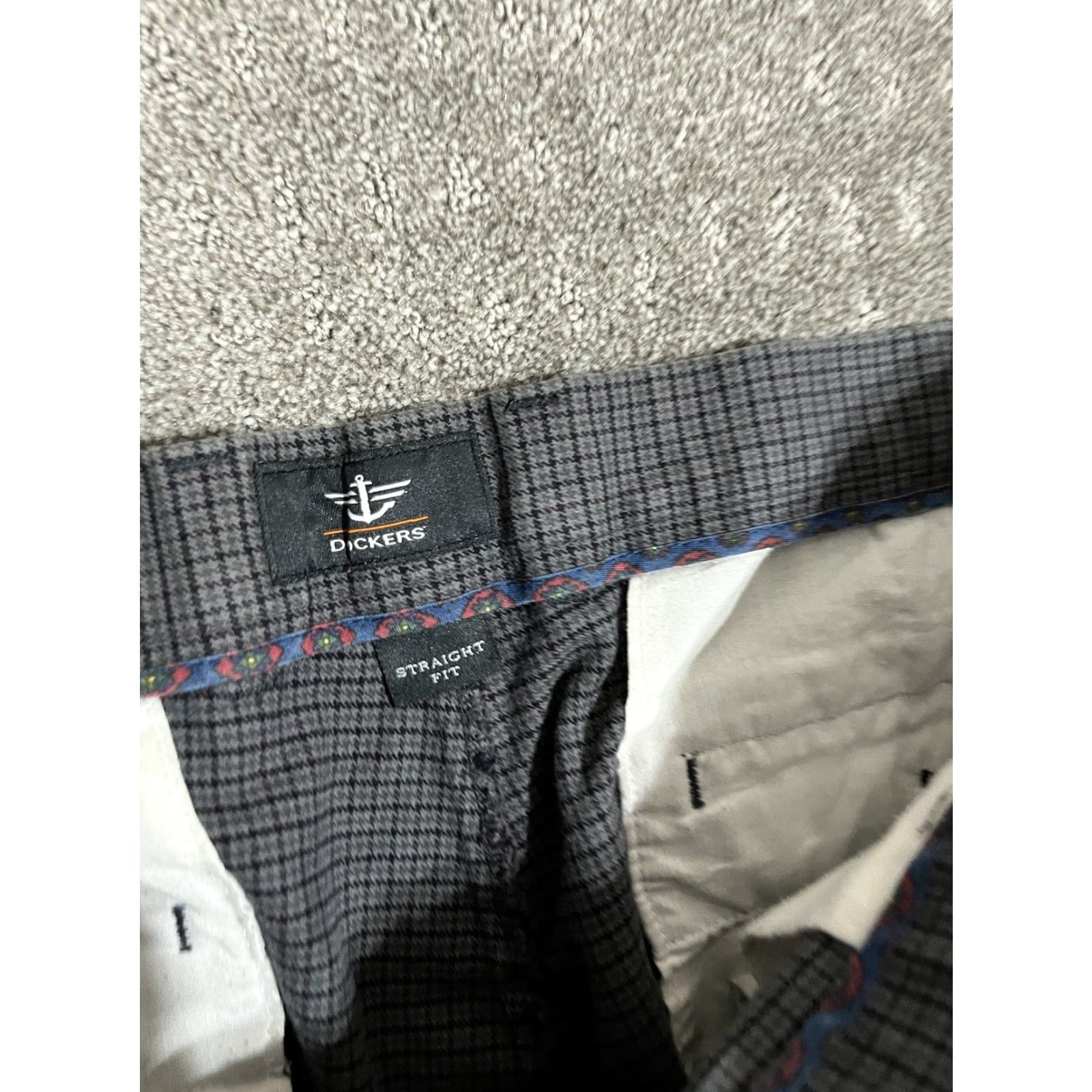 Dockers VINTAGE Dockers Pants - Plaid Straight Fit Khakis, Men, Size 36, Inseam 29, Gray/Blue, Cotton, 90s, Mens Size US 36 / EU 52 - 5 Thumbnail