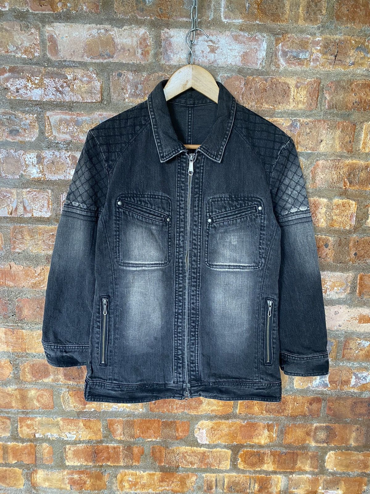 5351 POUR LES HOMMES Diamond stitch faded detailing wash denim Jacket Size US M / EU 48-50 / 2 - 2 Thumbnail