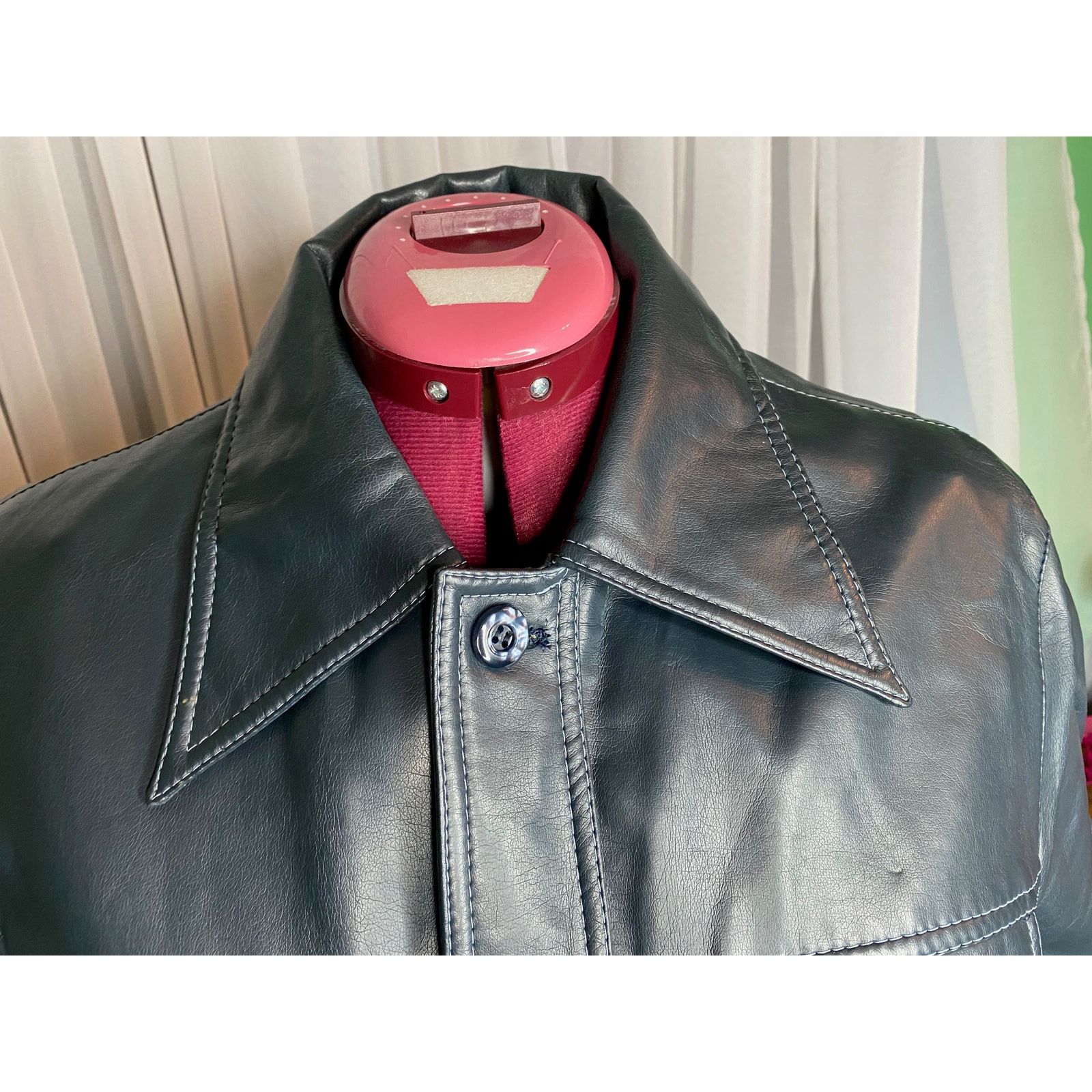 Other Vegan leather spy style Jacket gun metal gray blue vintage Size US M / EU 48-50 / 2 - 6 Thumbnail