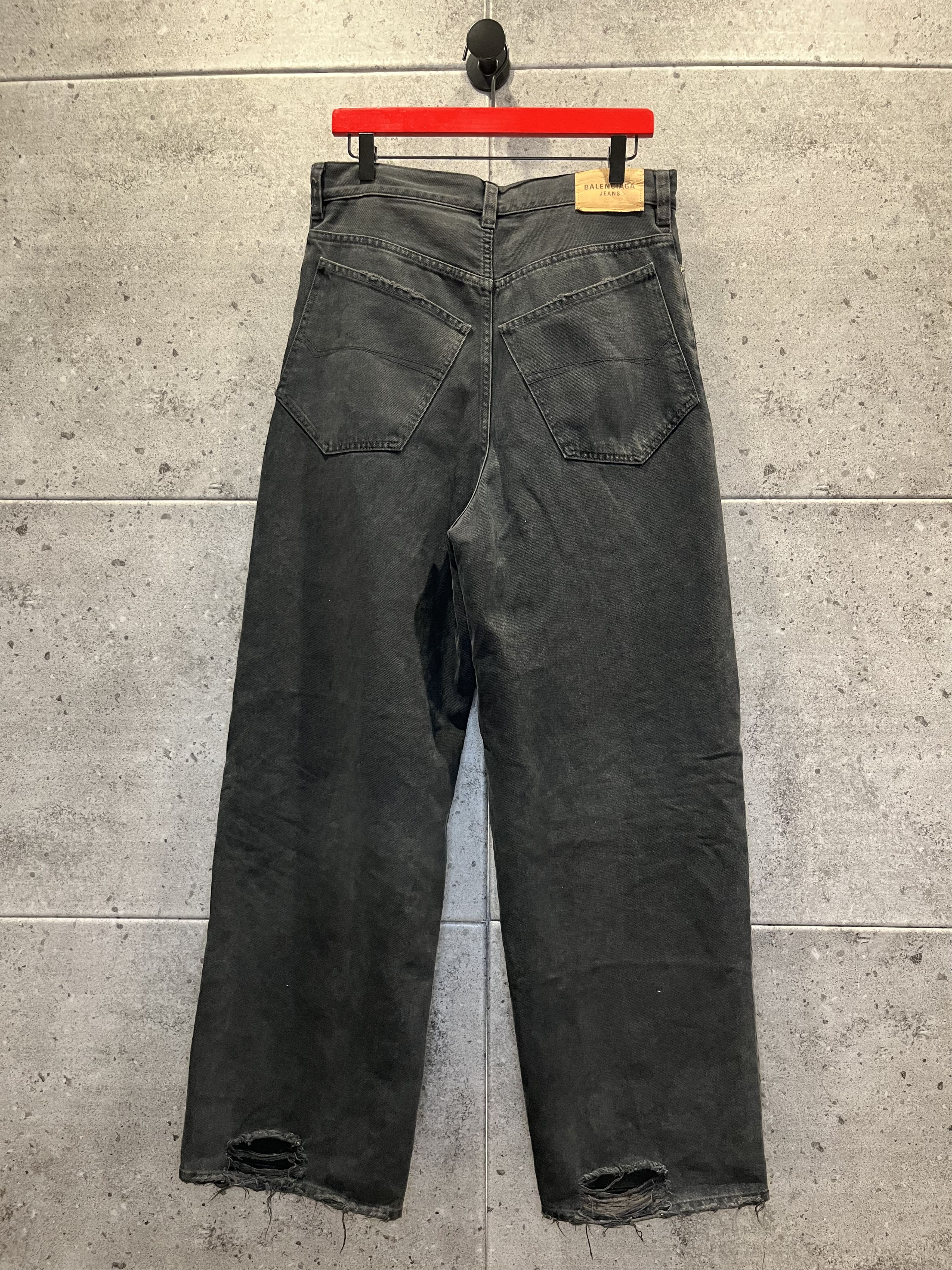 Pre-owned Balenciaga Baggy Distressed Washed Denim In Black