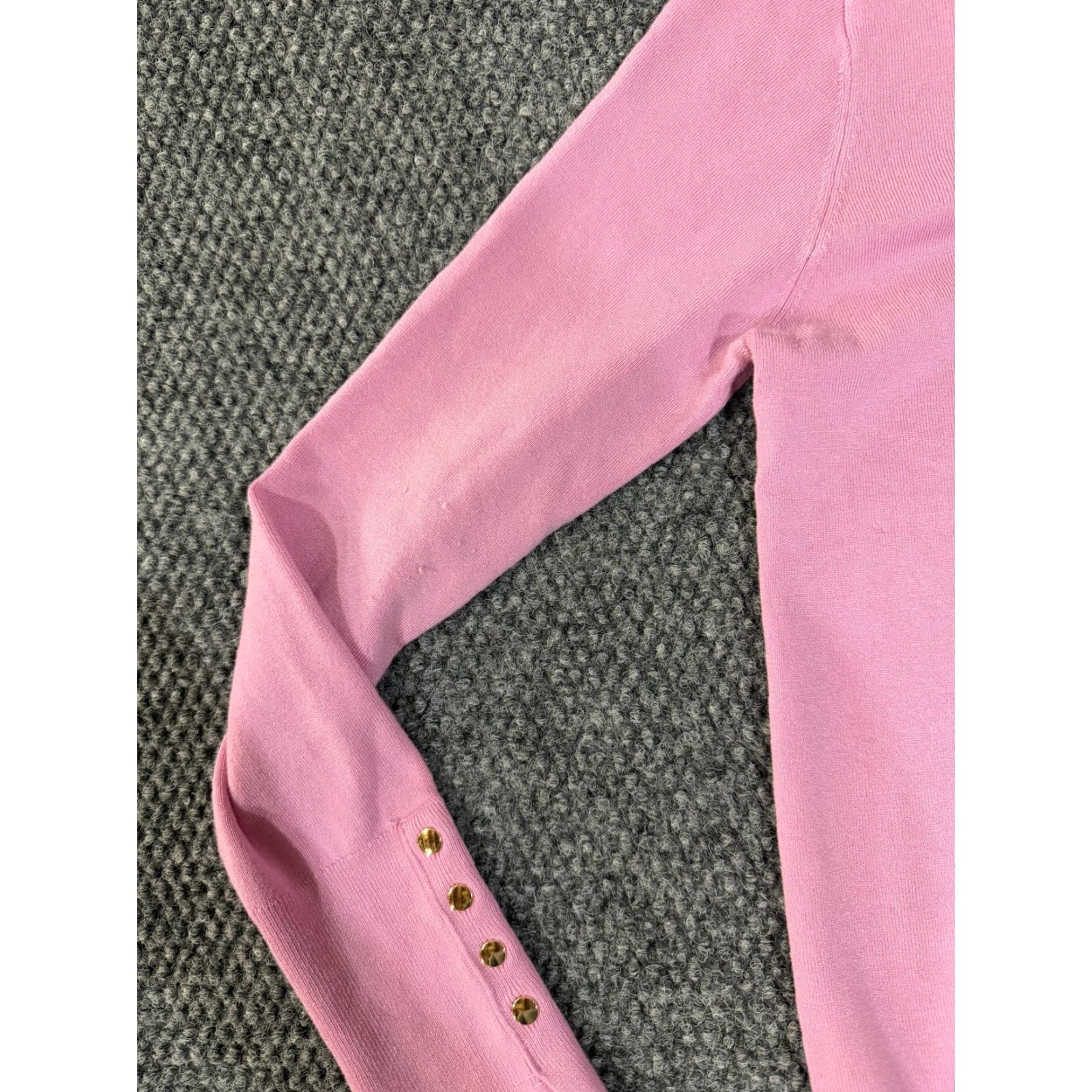 Zara Zara Sweater Womens Medium Pink Crewneck Gold Button Cuff Pullover Knit Size M / US 6-8 / IT 42-44 - 5 Thumbnail