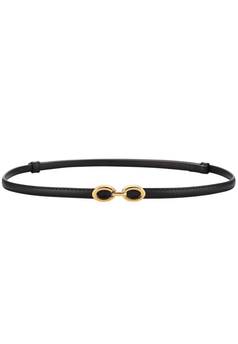 Other Black Women's Leather Belts with Gold Buckle Belt Size ONE SIZE - 2 Thumbnail