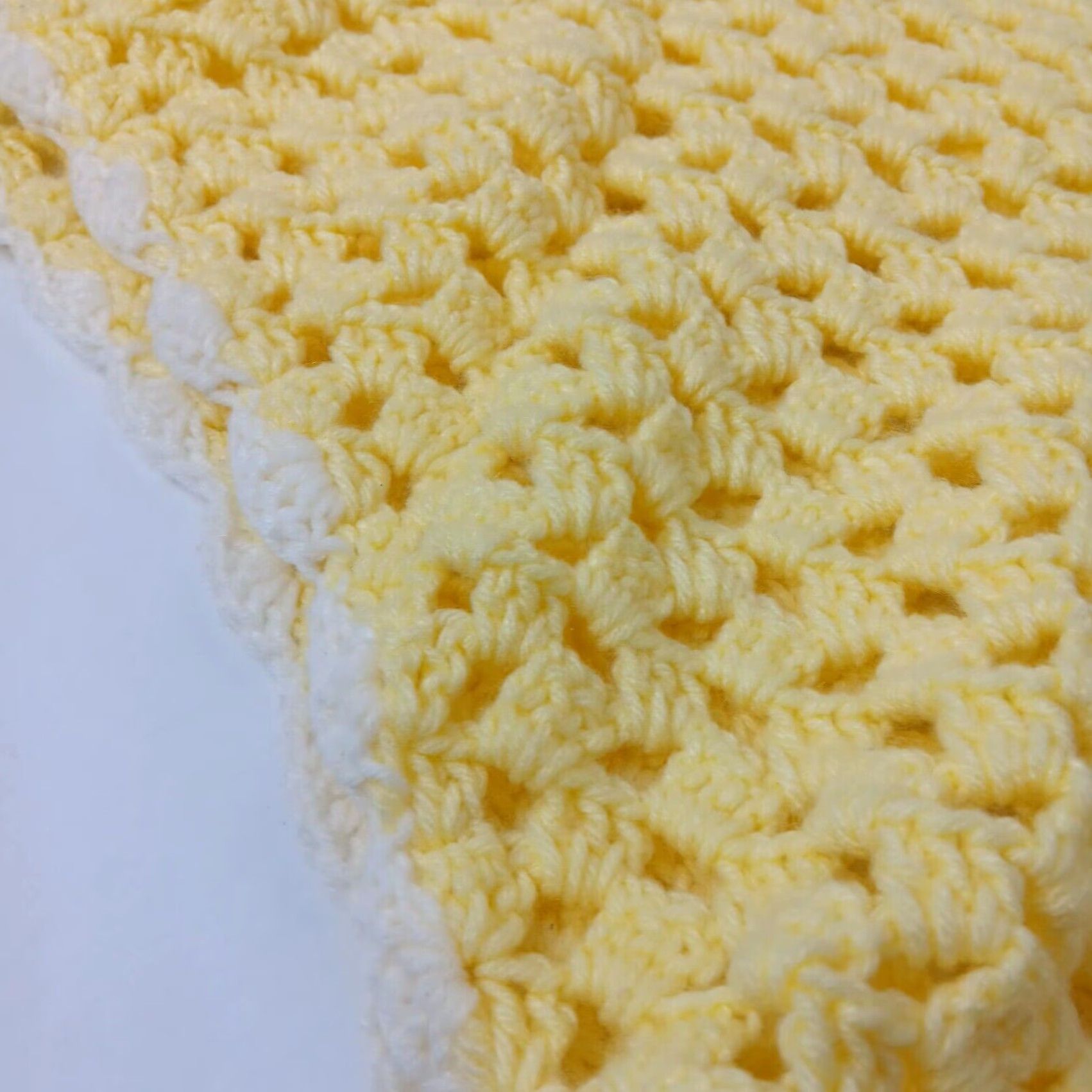 Vintage VINTAGE Shawl Wrap Women Teen Small Yellow Crochet Handmade Cottagecore Granny 35" x 59" Scalloped Edge Winter Spring Fall Easter Handmade USA Size ONE SIZE - 6 Thumbnail