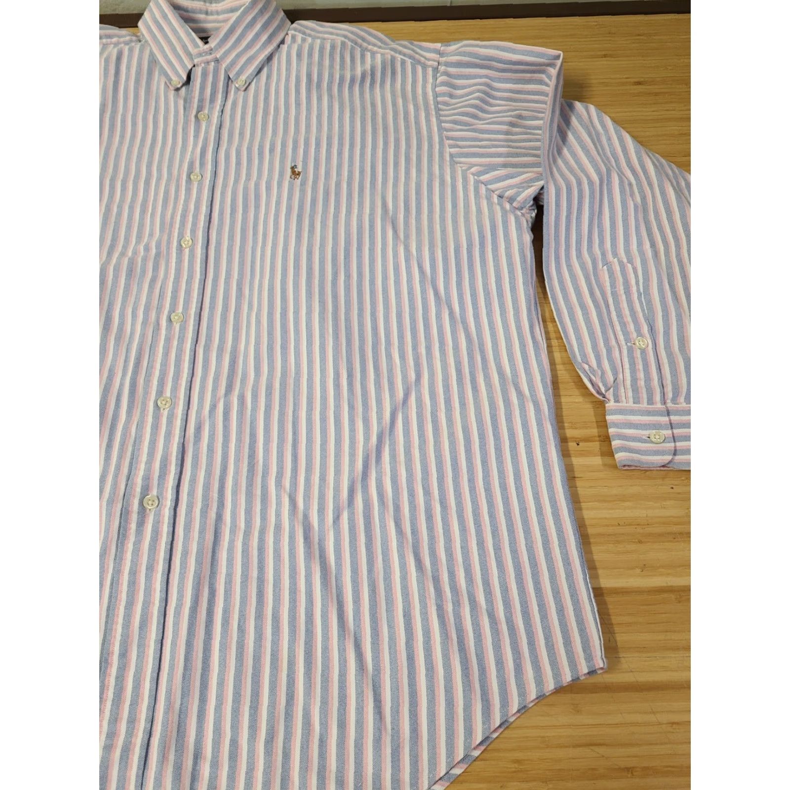 Polo Ralph Lauren Polo Ralph Lauren Shirt Men L Blue Pink Striped Long Sleeve Button-Down Collared Knit Cotton Button-Up Embroidered Logo casual Business Travel Size US L / EU 52-54 / 3 - 2 Thumbnail