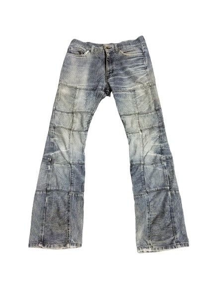 If Six Was Nine × Japanese Brand Flare Rupert The Difference Patchworked Hickory Pants Size US 28 / EU 44 - 1 Thumbnail