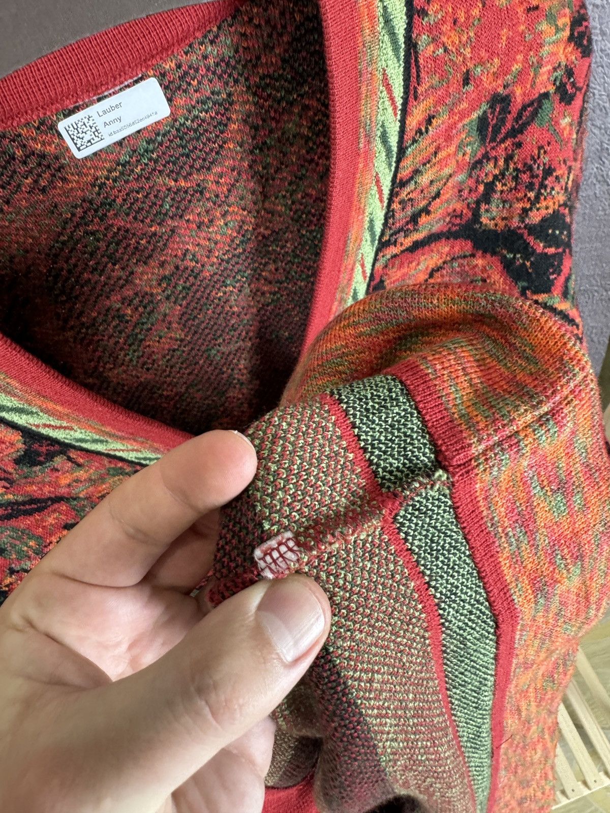 Vintage 90s Vintage wool women's red cardigan buttoned with pockets Size L / US 10 / IT 46 - 11 Thumbnail