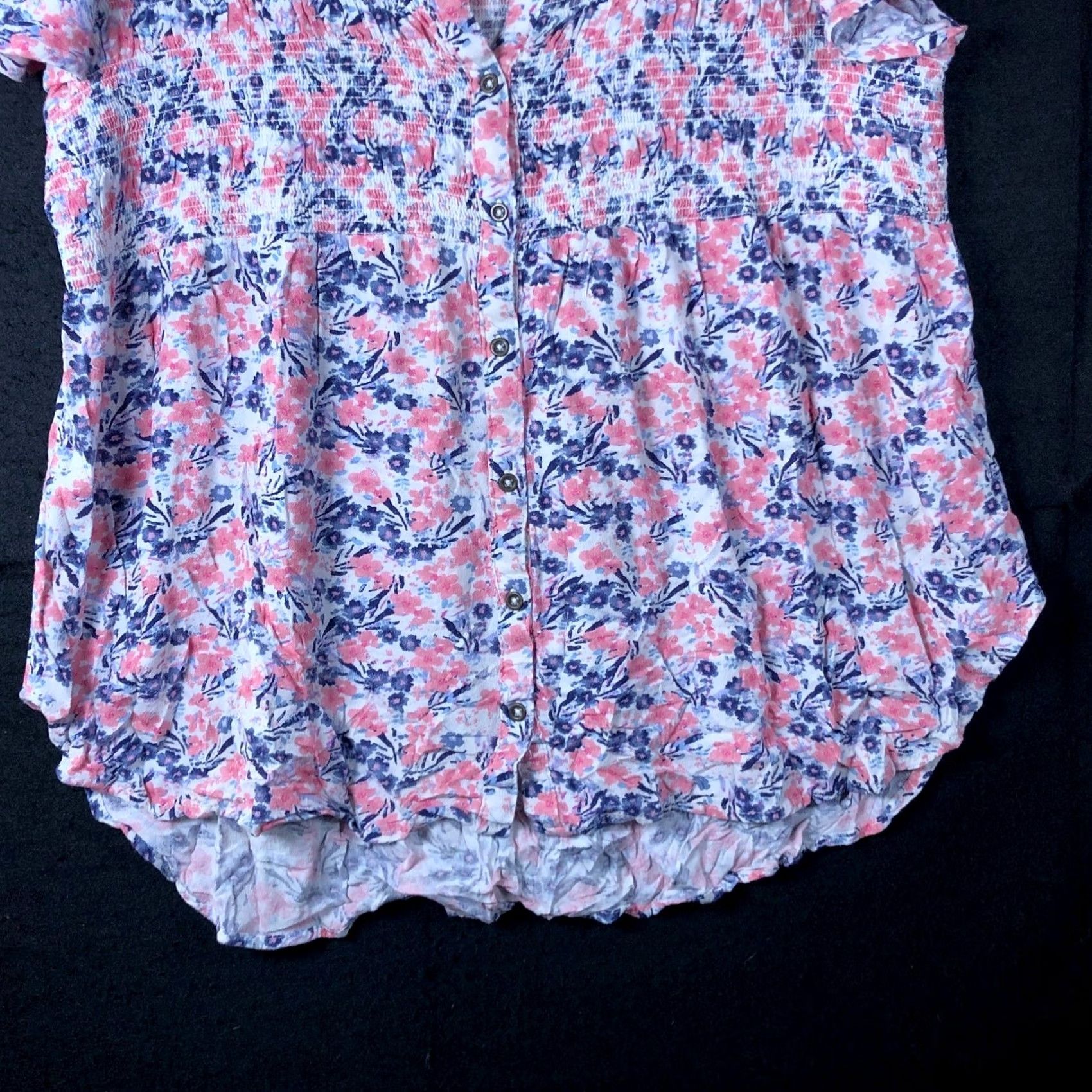 Vintage Knox Rose Women Shirt Purple Pink V Neck Button Front Short Sleeve Lightweight L Shirt Size M / US 6-8 / IT 42-44 - 3 Thumbnail
