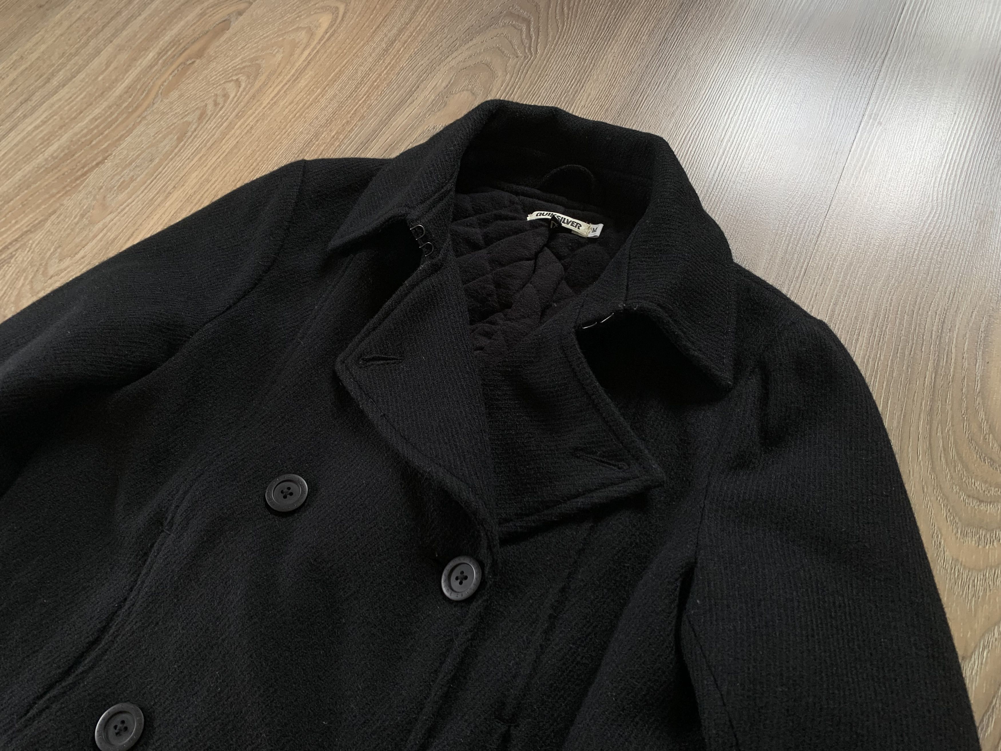 Quicksilver × Vintage Quicksilver Womens Black Wool Coat Size M / US 6-8 / IT 42-44 - 5 Thumbnail