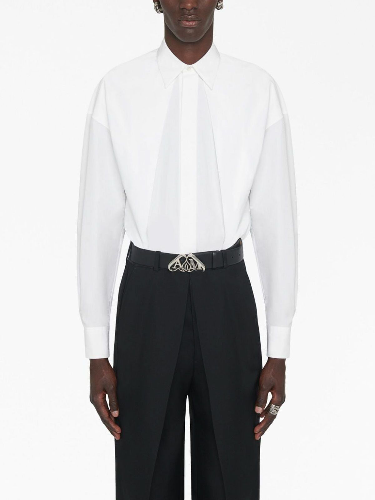 Alexander McQueen o1w1db10725 Folded Front Shirt in White Size US XL / EU 56 / 4 - 4 Thumbnail