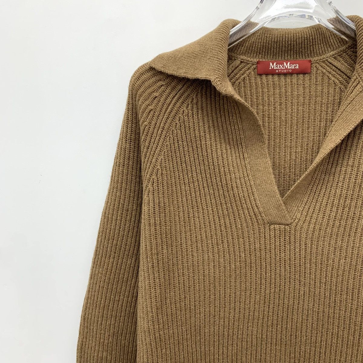 Max Mara Maxmara Dark Brown Wool Lapel Long Sleeve Knit Dress K26WX Size S / US 4 / IT 40 - 2 Thumbnail