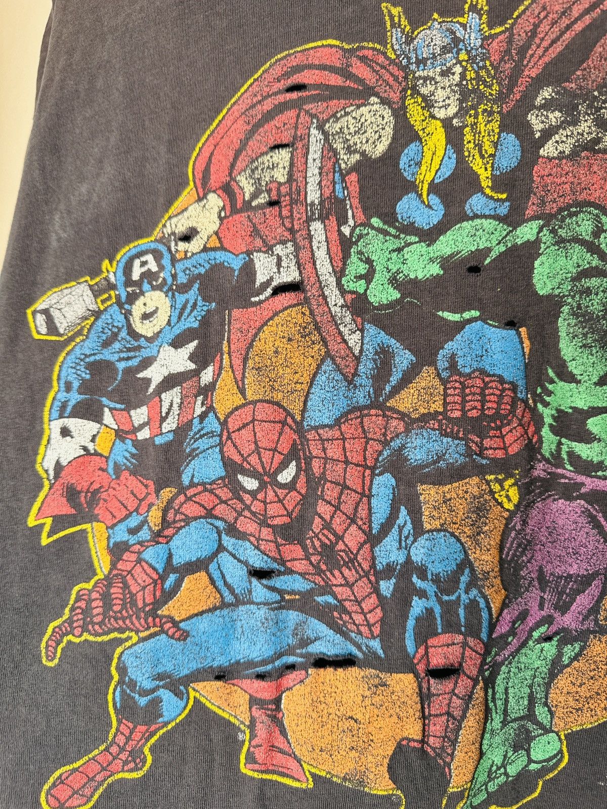 Marvel Comics Vintage 80s Marvel Super Heroes T Shirt Size XL THRASHED Size US XL / EU 56 / 4 - 2 Thumbnail
