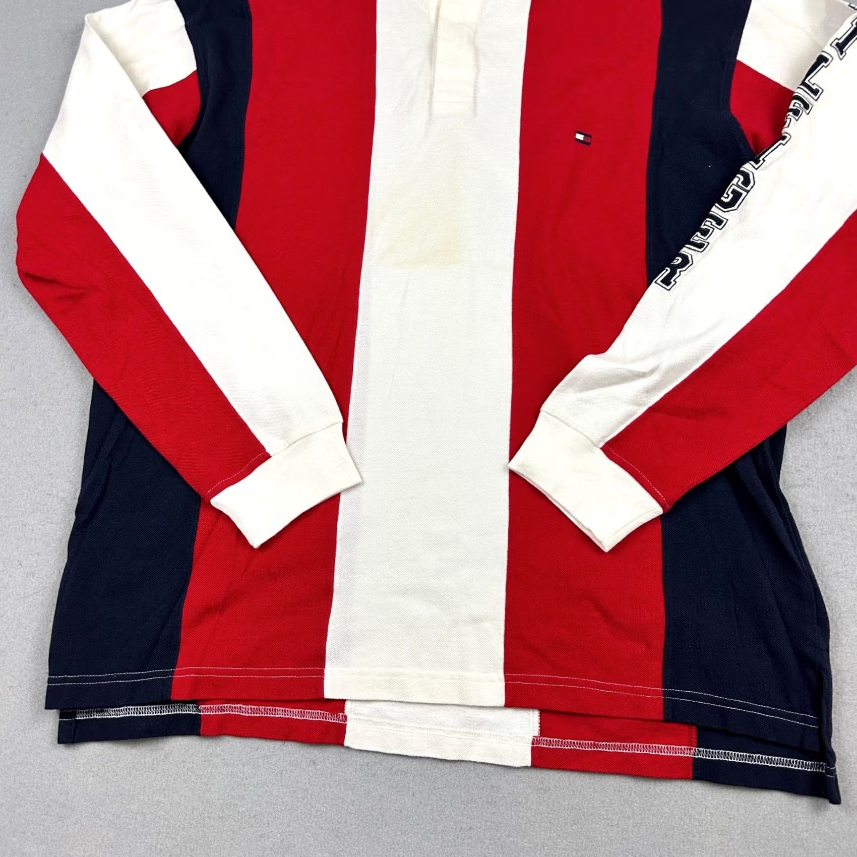 Tommy Hilfiger VINTAGE Tommy Hilfiger Shirt Men XL Red Rugby Polo Spell Out Y2K 2001 Striped Logo Size US XL / EU 56 / 4 - 3 Thumbnail