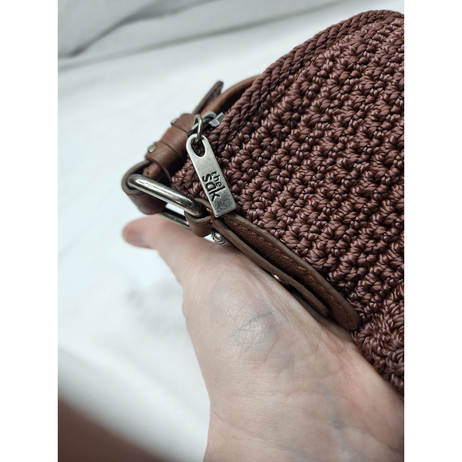 The Sak The Sak Crocheted handbag purse clean w/ leather btm & strap Size ONE SIZE - 7 Thumbnail