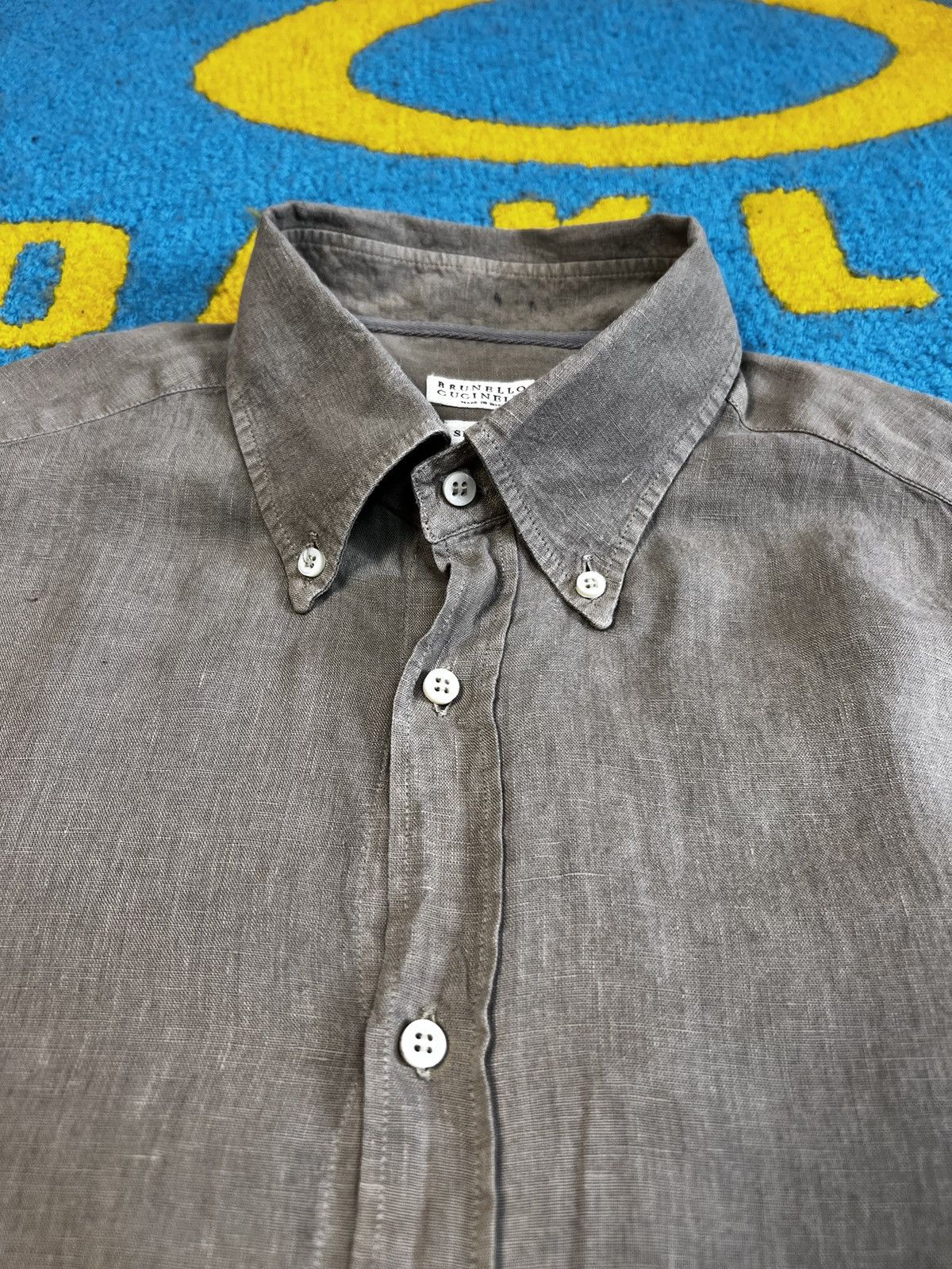 Brunello Cucinelli Brunello Cucinelli Linen Grey Buttons Up Long Sleeve Shirt Size US XL / EU 56 / 4 - 8 Thumbnail
