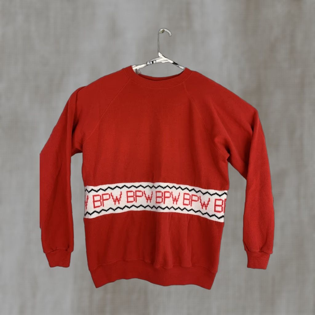 Hanes VINTAGE Hanes Mens XL Crewneck Pullover Sweater Red USA Long Sleeve BPW Cotton Blend 25” Chest 27” Length Size US XL / EU 56 / 4 - 1 Thumbnail
