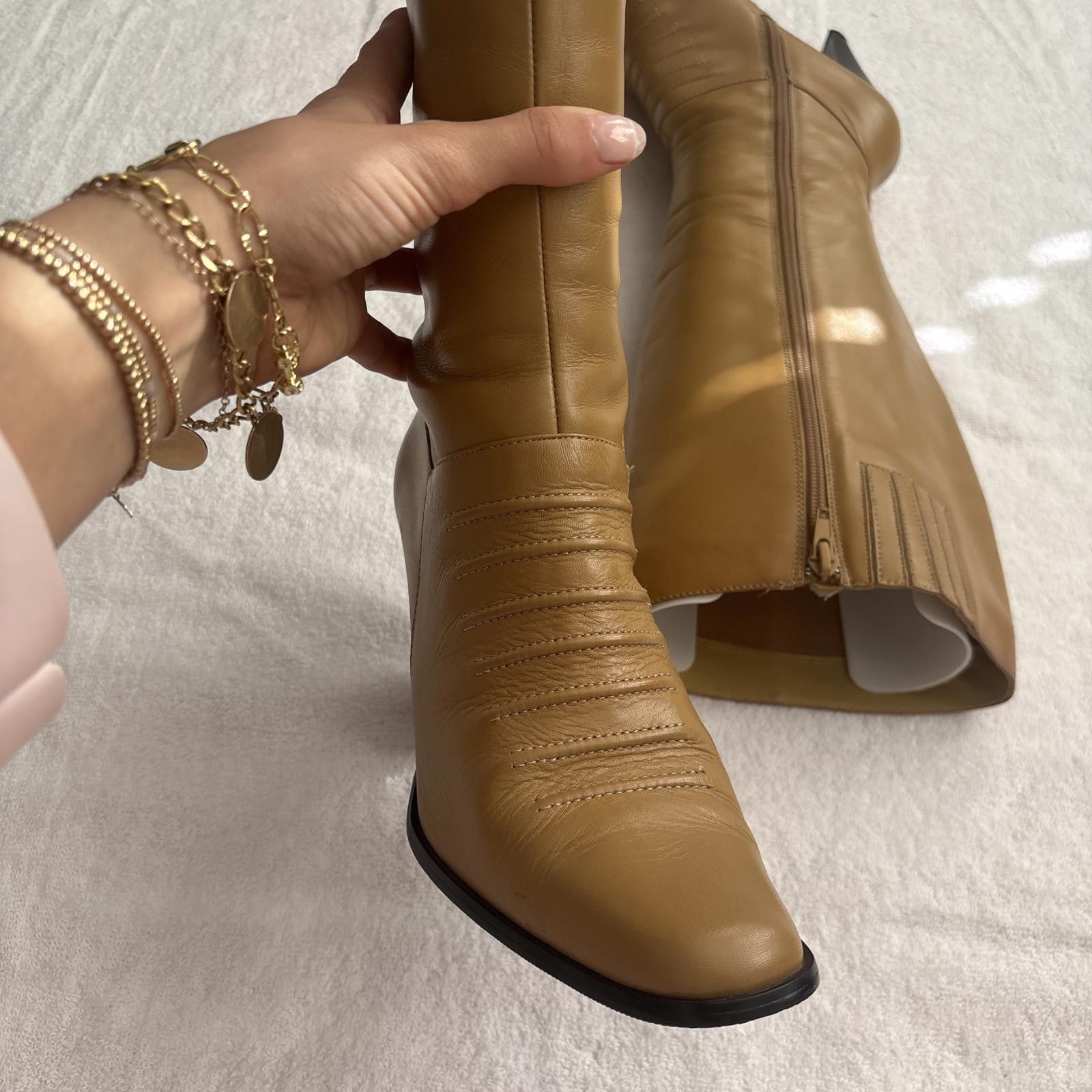 Other y2k faux leather tan heal boots Size ONE SIZE - 2 Thumbnail