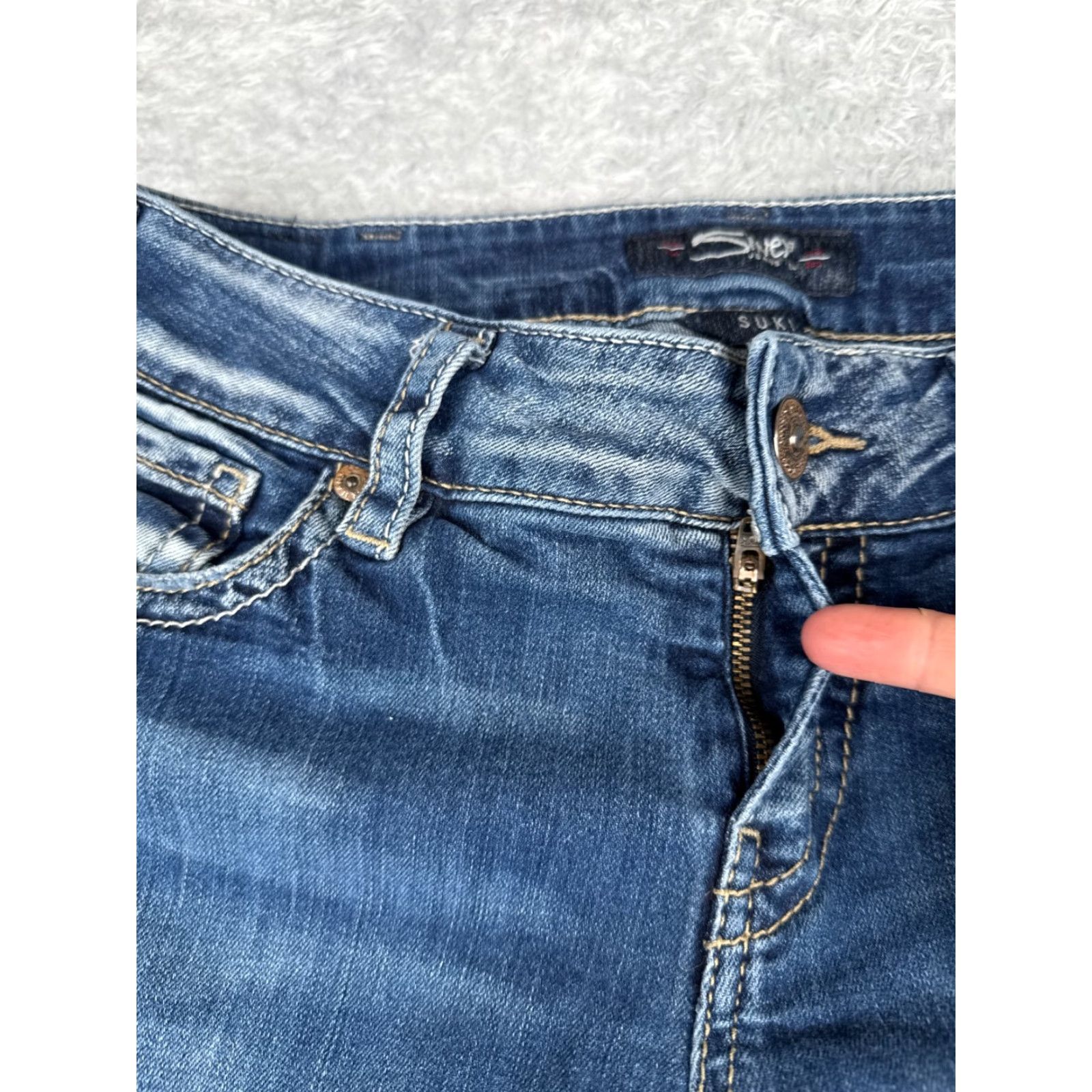 Silver Jeans Co. Silver Jeans Jeans Womens 30x30 Blue Denim Suki Low Straight Leg Embroidered Size 30" / US 8 / IT 44 - 5 Thumbnail