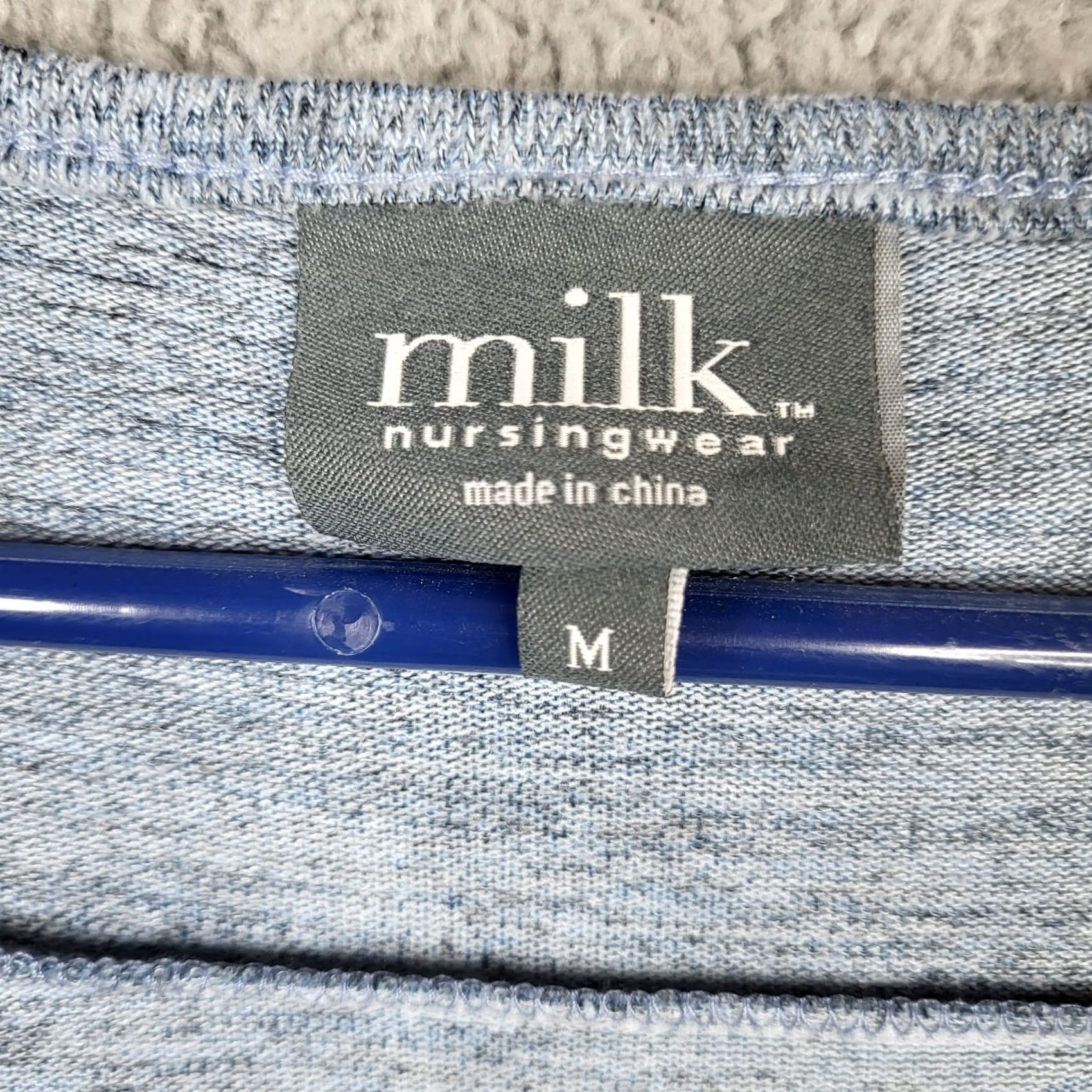Vintage Milk Nursingwear Women’s Blue Long Sleeve Stretch Top Maternity Size M Size M / US 6-8 / IT 42-44 - 3 Thumbnail