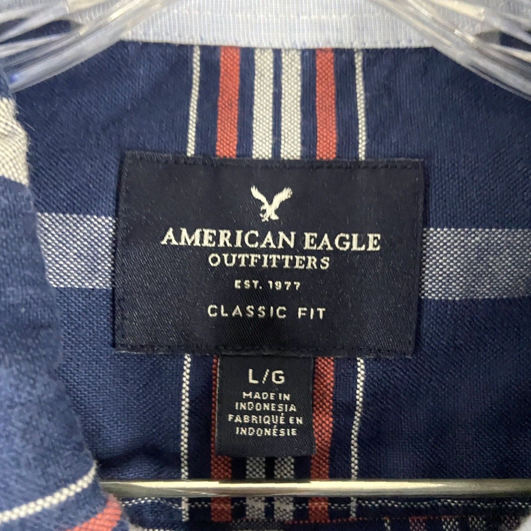 American Eagle Outfitters American Eagle Shirt Adult Men L Pink Plaid Button-Up Long Sleeve Size US L / EU 52-54 / 3 - 6 Thumbnail