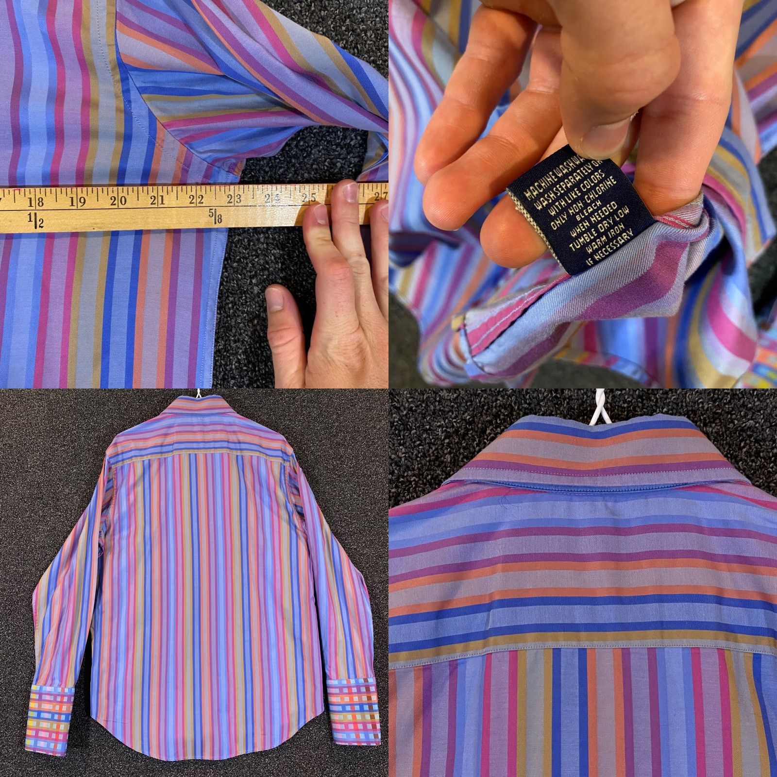 Robert Graham Robert Graham Shirt Men Medium Multicolor Striped Open Button Up Top Long Sleeve Mens Size US M / EU 48-50 / 2 - 8 Thumbnail