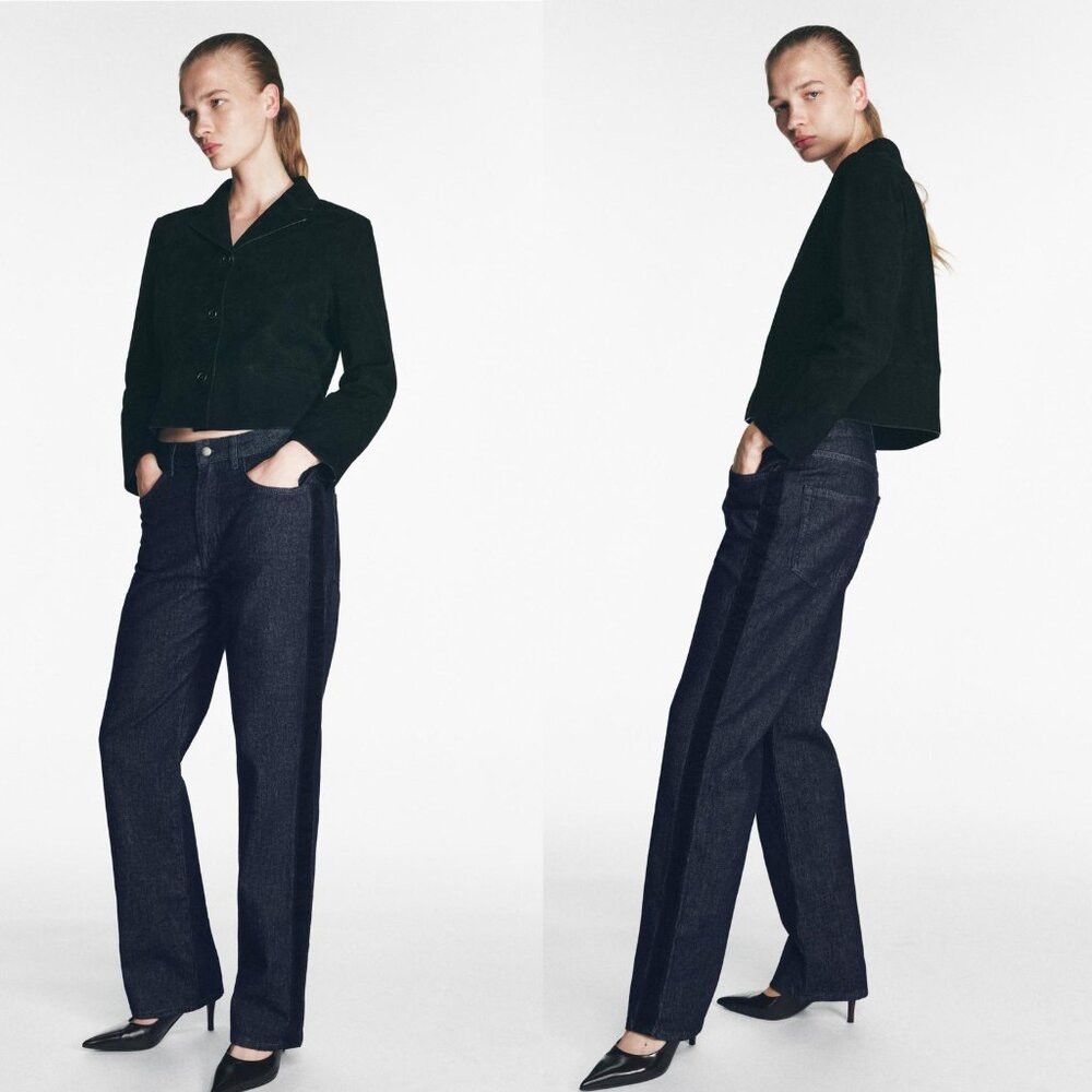 Zara NWT New Zara MID-WAIST SIDE STRIPE JEANS Size 6 Size 28" / US 6 / IT 42 - 1 Thumbnail