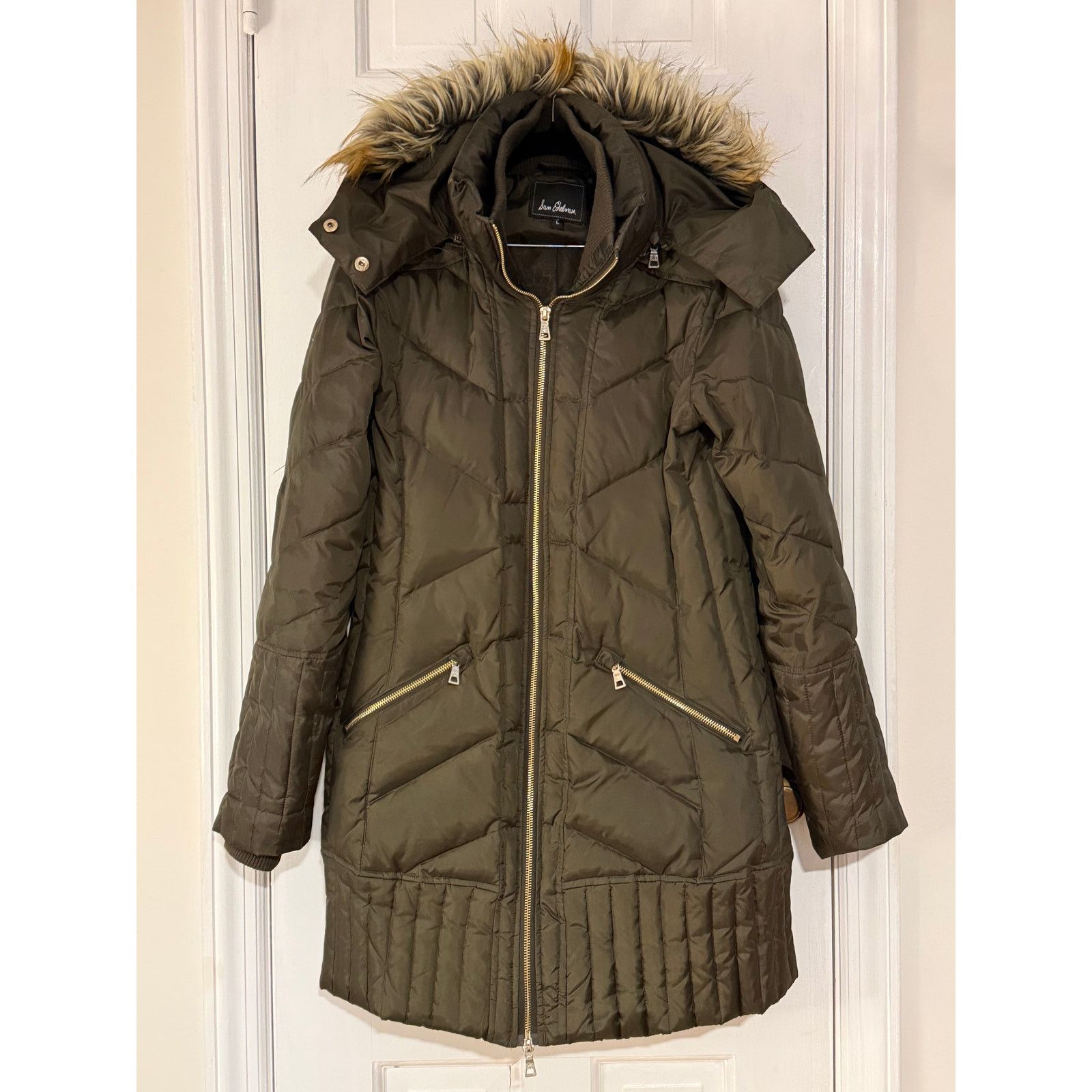Sam Edelman Sam Edelman Brown/Green Quilted Down Anorak Women's - Large Size L / US 10 / IT 46 - 1 Thumbnail