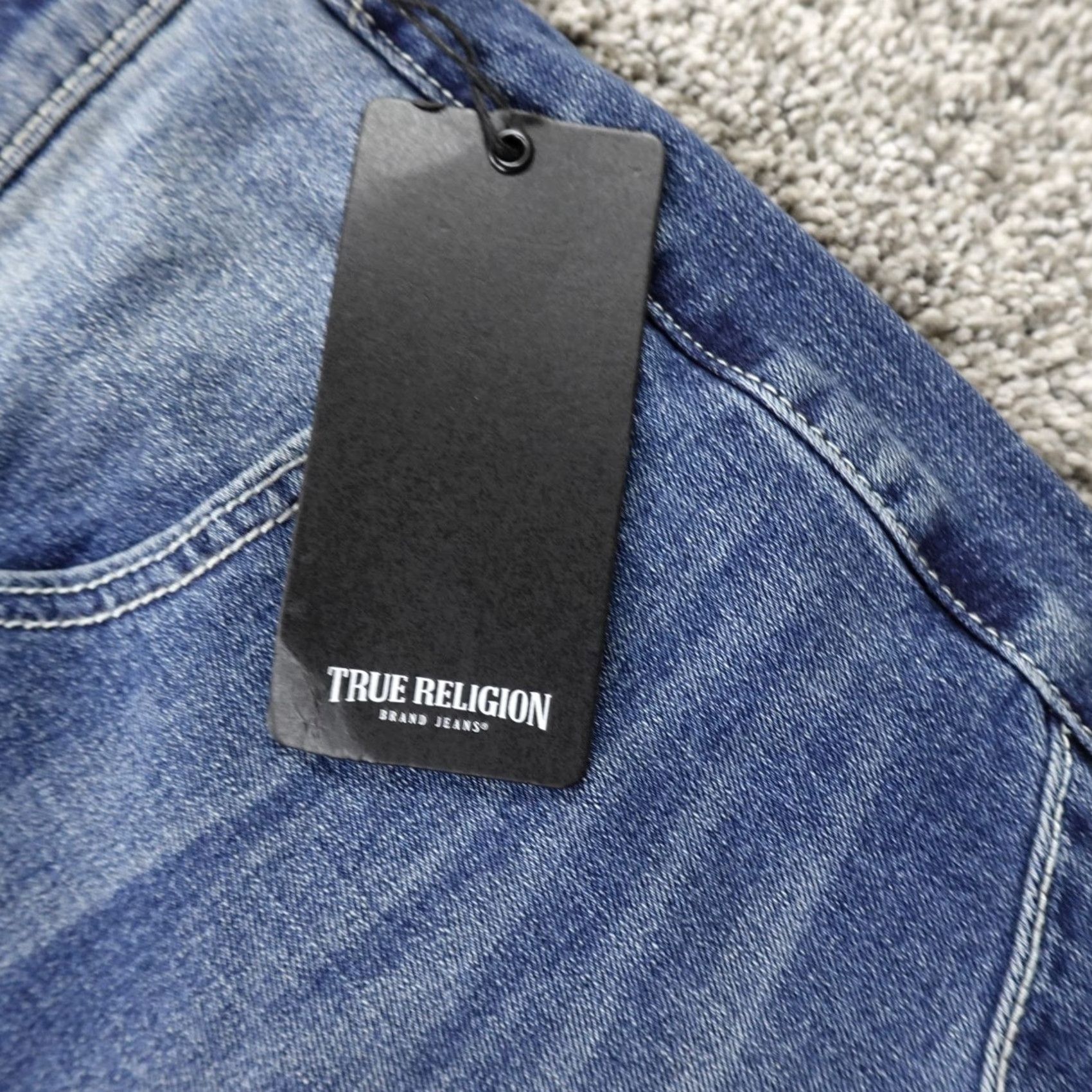 True Religion True Religion Jeans Mens 33X32 Dark Blue Denim Rocco Moto Relaxed Skinny Jeans Mens Blue 90s? Size US 33 - 7 Thumbnail