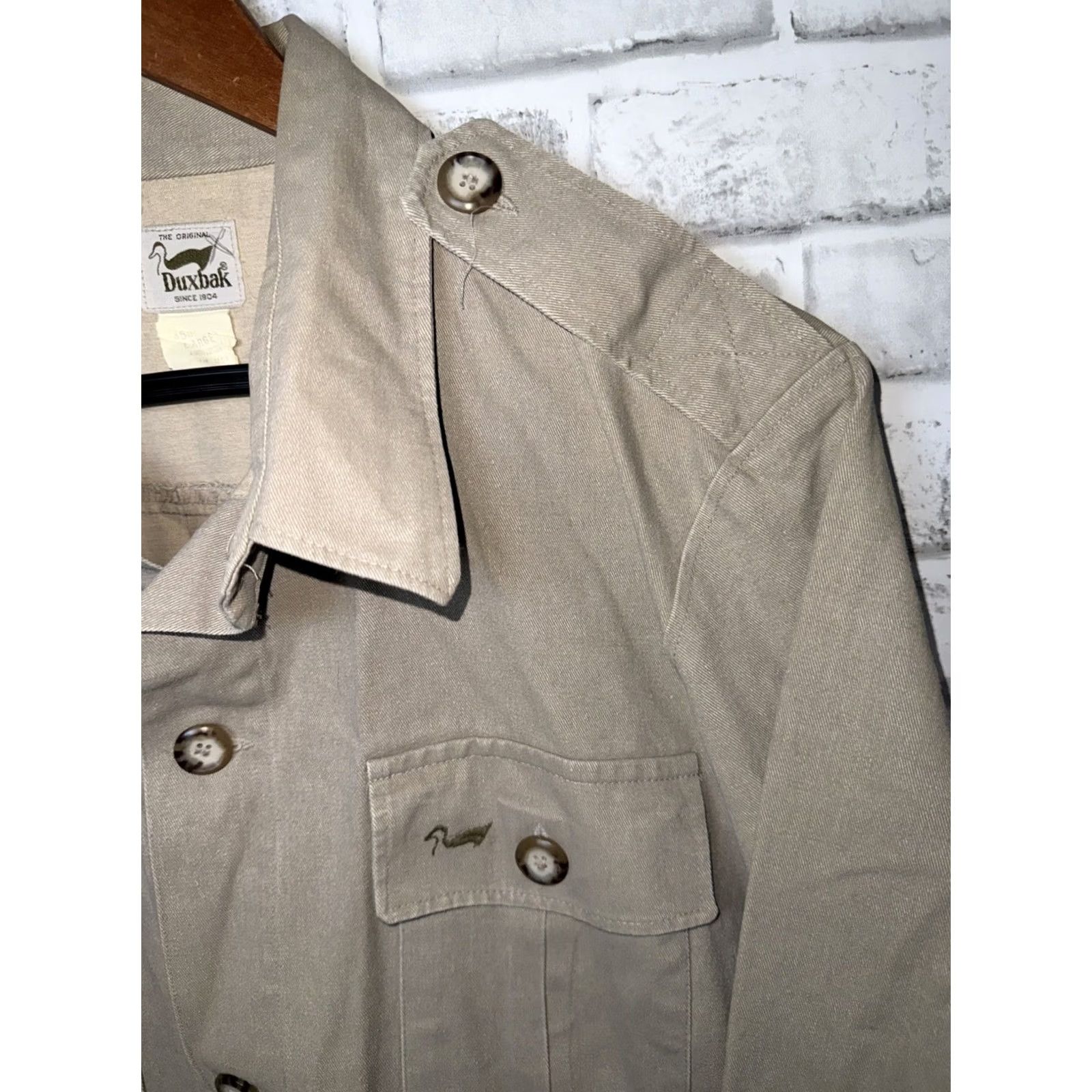 Vintage VTG DUXBAK Canvas Beige Safari Style Coat Mens L USA Size US L / EU 52-54 / 3 - 2 Thumbnail