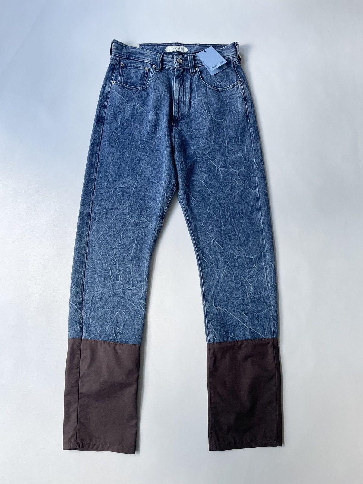 image of Namacheko S/s 23 ‘Byra’ Washed Denim Jeans in Blue/Brown, Men's (Size 32)