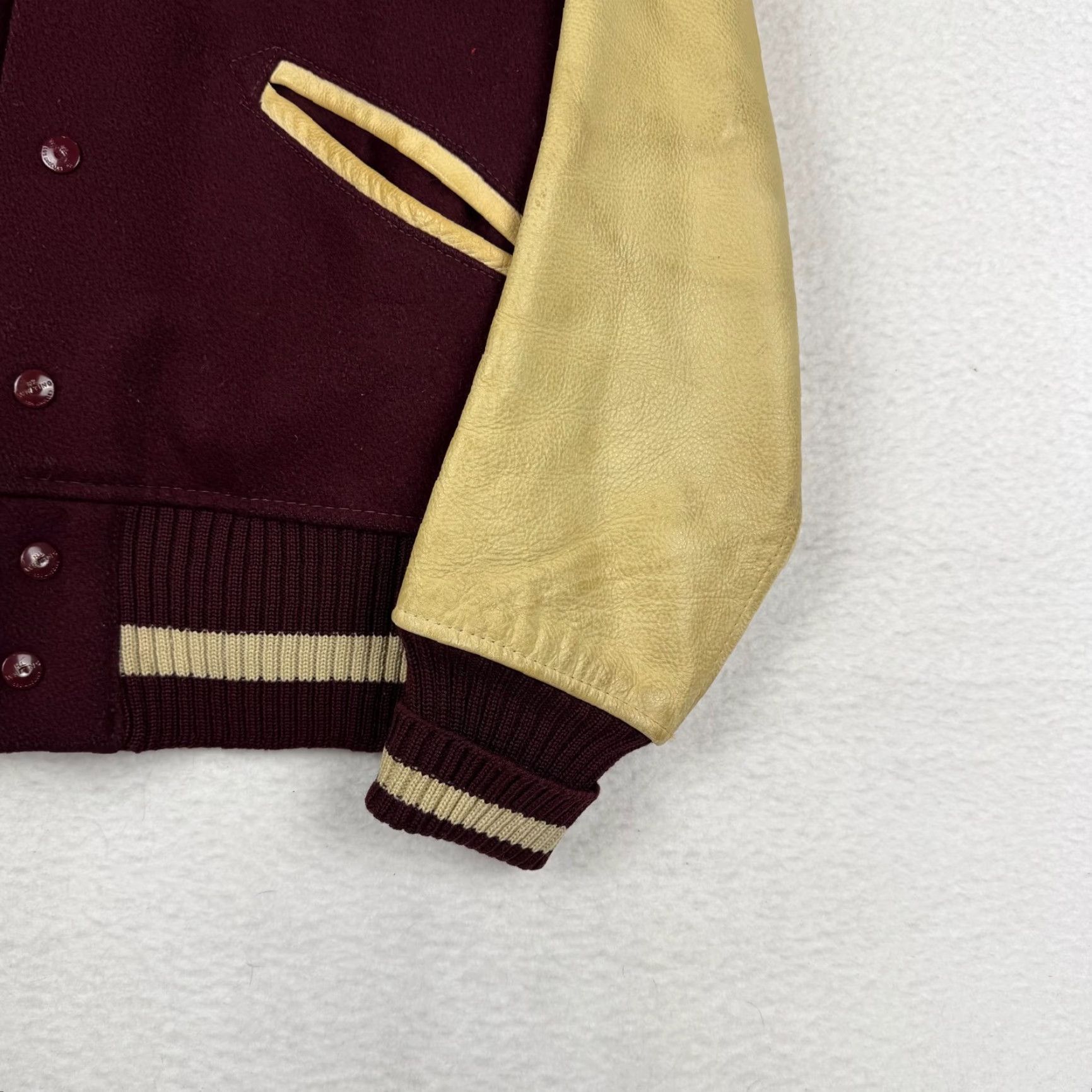 Vintage VINTAGE HL Whiting Letterman Jacket Wool Leather Red Ivory Size 36 S 1960s Mens Womens Size US S / EU 44-46 / 1 - 3 Thumbnail