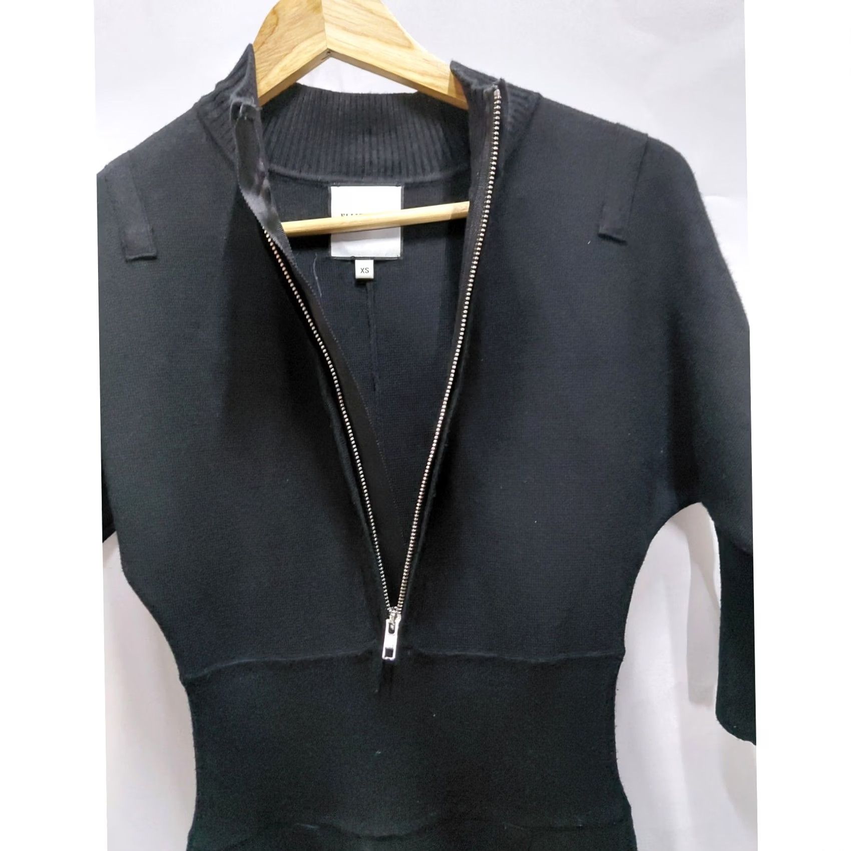 Vintage Ellie Makir New York Black Knit Dress Fit & Flare Half Zip XS Women Size XS / US 0-2 / IT 36-38 - 4 Thumbnail