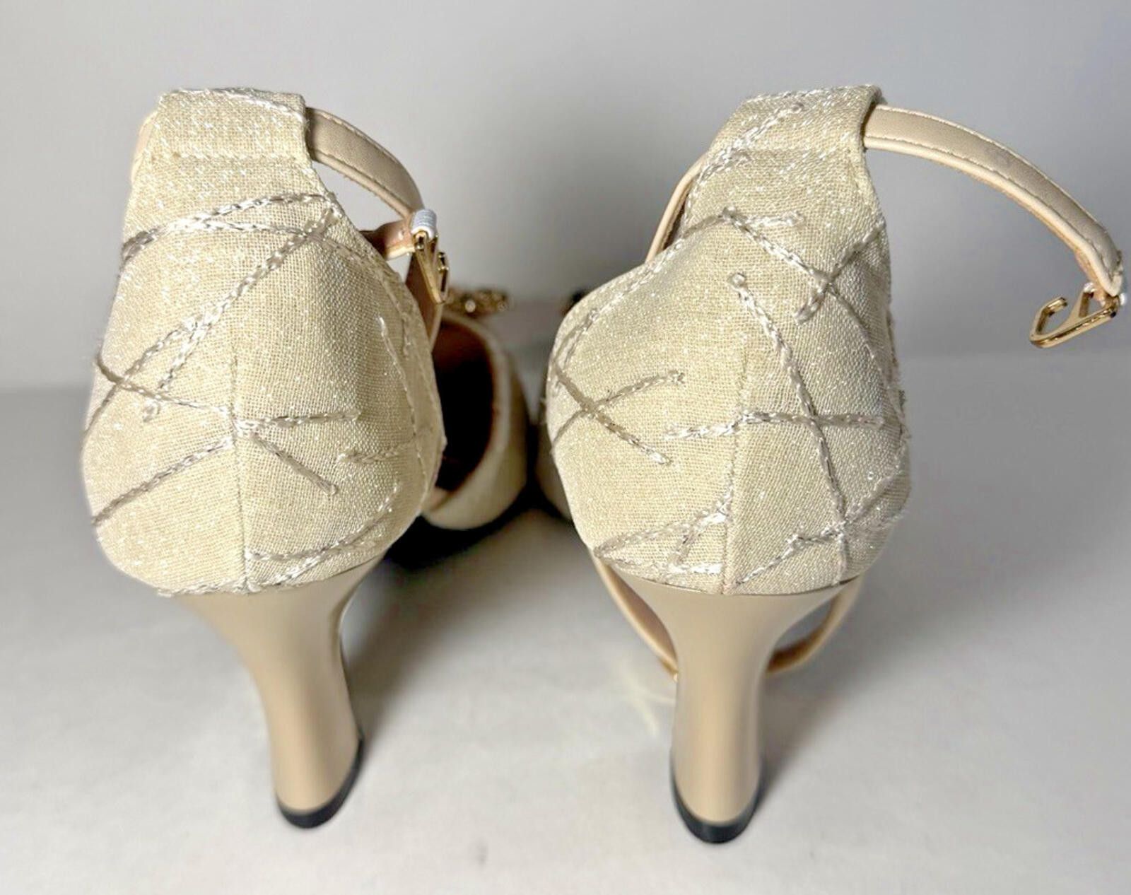 Other Pointed Toe Chunky Heels Rhinestone Ankle Strap Tan/Black Size US 9.5 / IT 39.5 - 3 Thumbnail