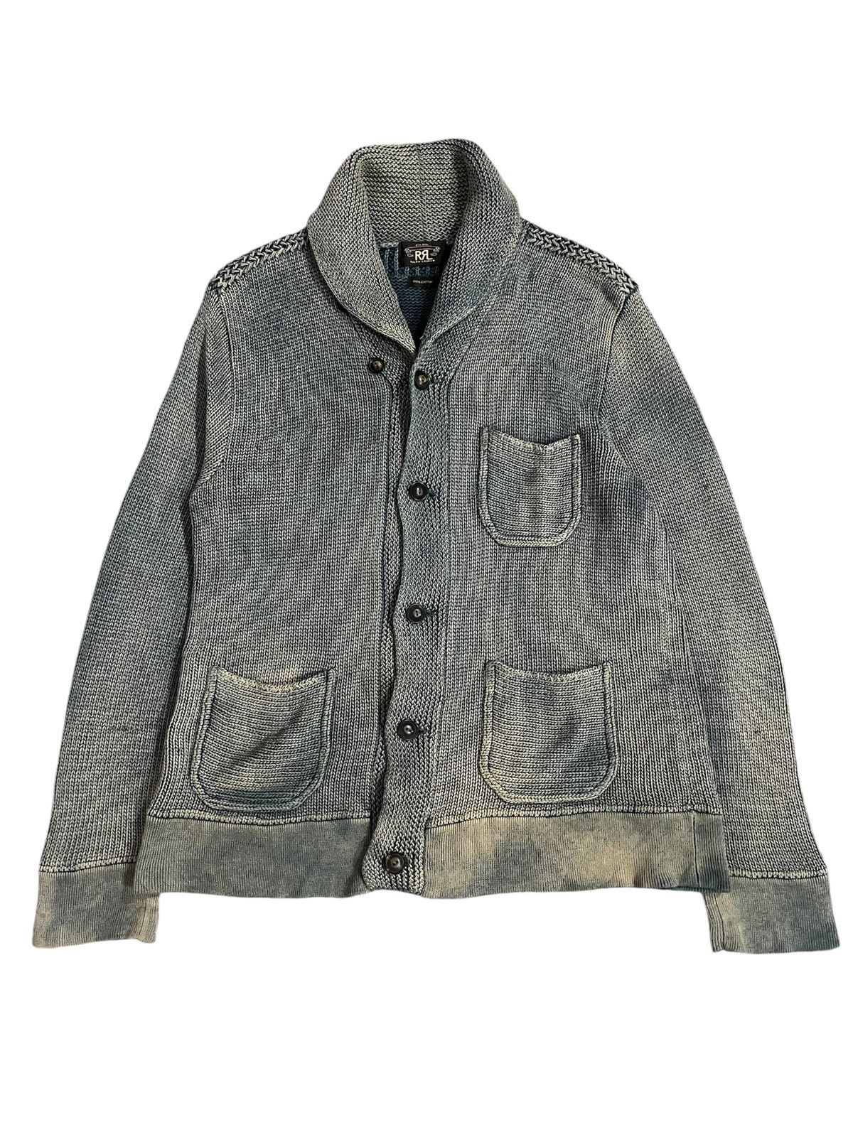 RRL Ralph Lauren RRL Double Ralph Lauren Indigo Cardigan Distressed Knit Size US L / EU 52-54 / 3 - 1 Thumbnail
