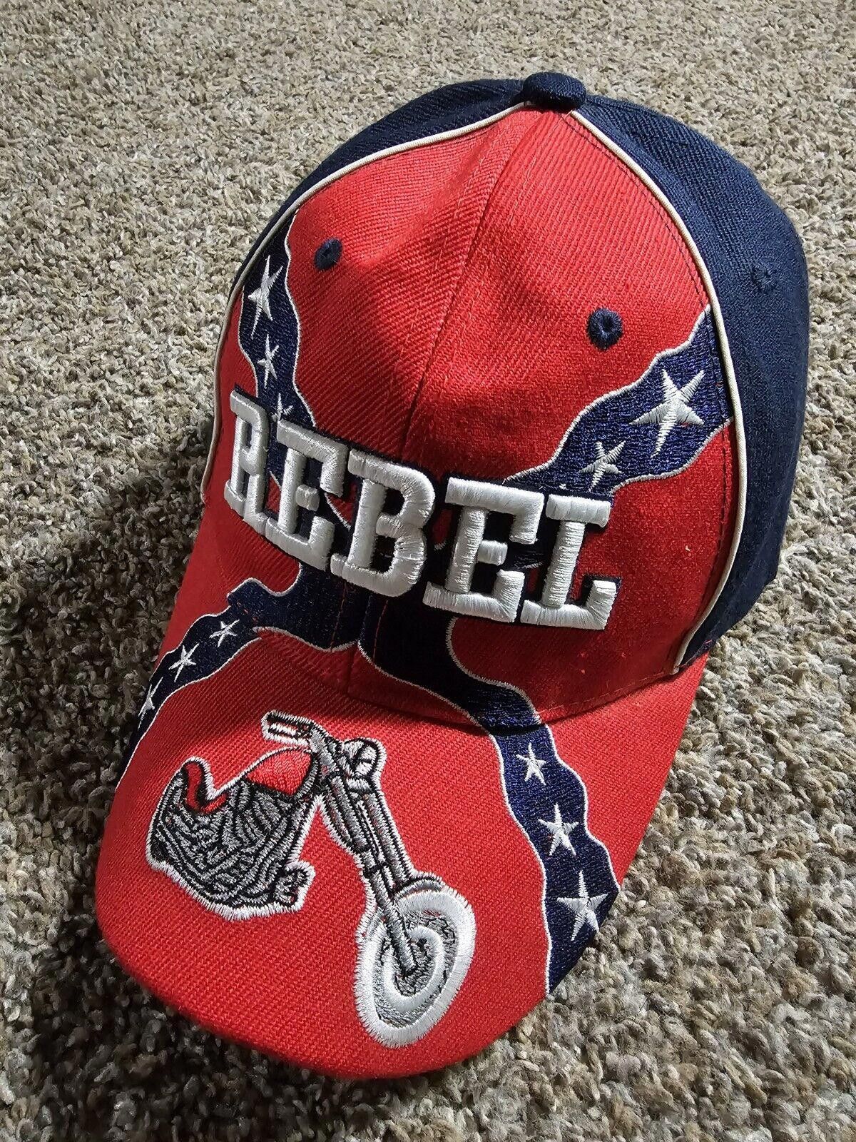 Designer Rebel Motorcycle Baseball Hat Adjustable Strap Embroidered Size ONE SIZE - 1 Thumbnail