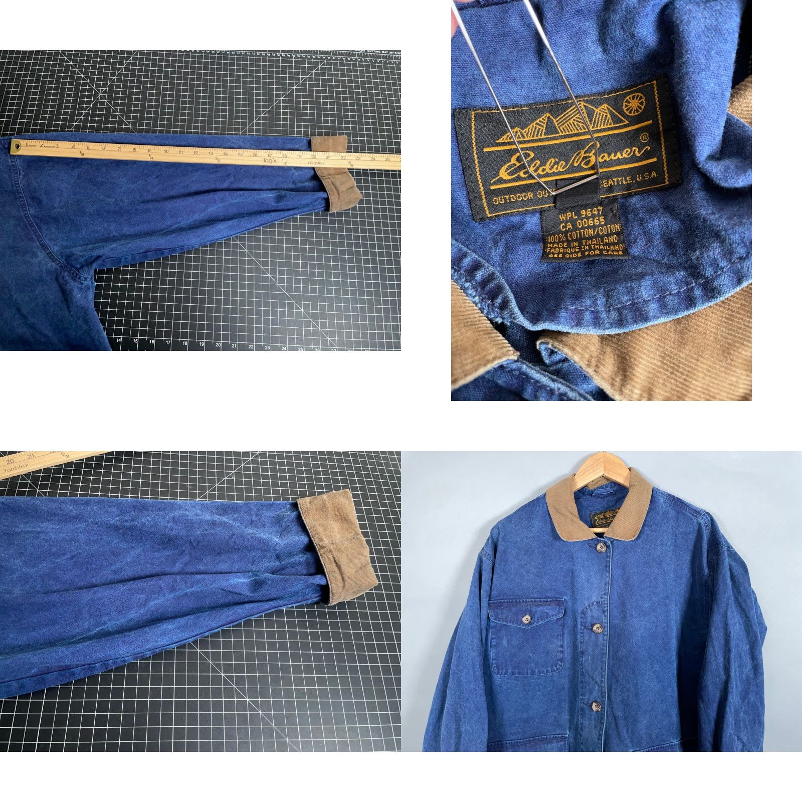 Eddie Bauer VINTAGE 90s Eddie Bauer Canvas Chore Jacket Women's Large Faded Blue Corduroy Collar Size L / US 10 / IT 46 - 8 Thumbnail
