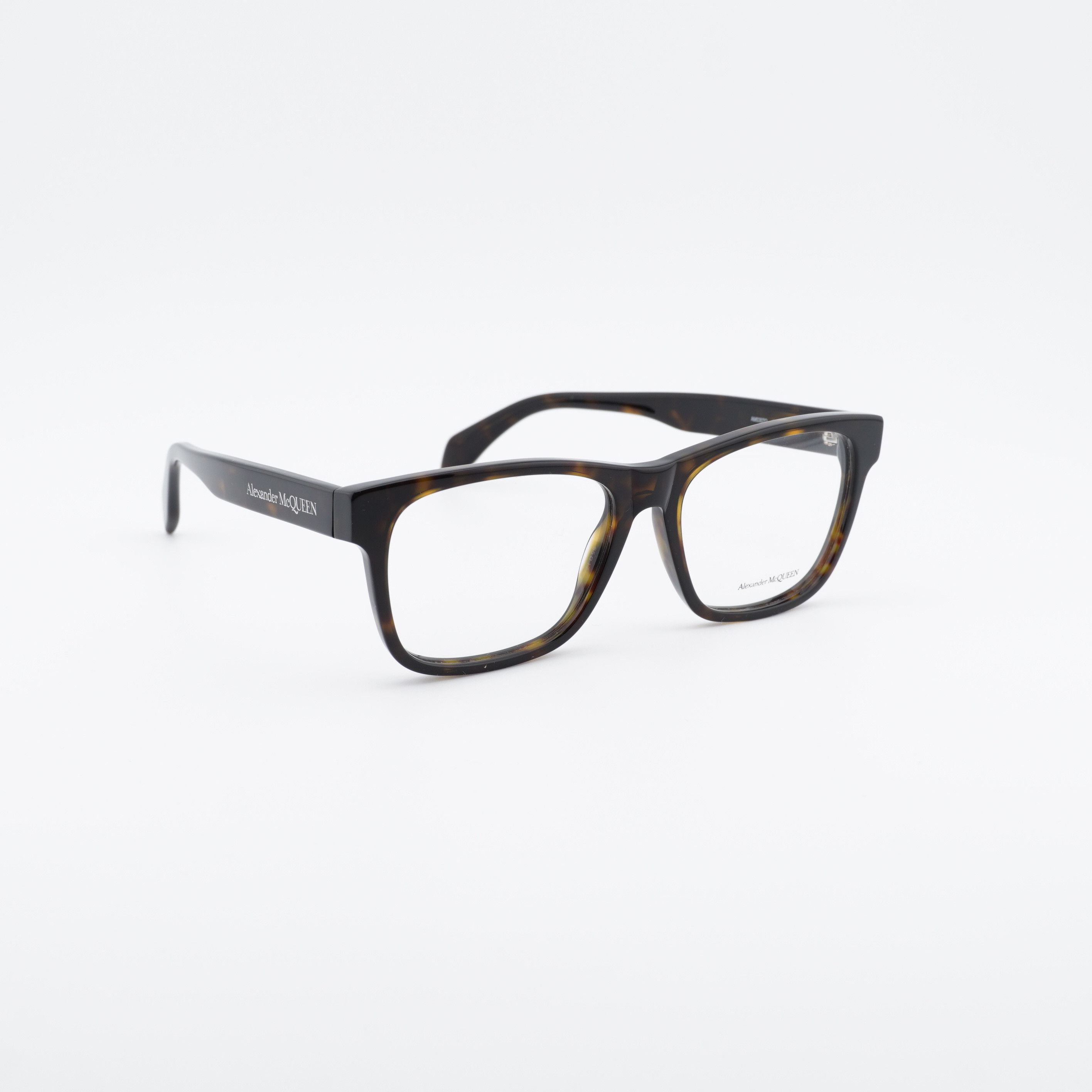 Alexander McQueen Alexander McQueen AM0307O 002 Eyeglasses Havana 55mm Square Size ONE SIZE - 1 Thumbnail