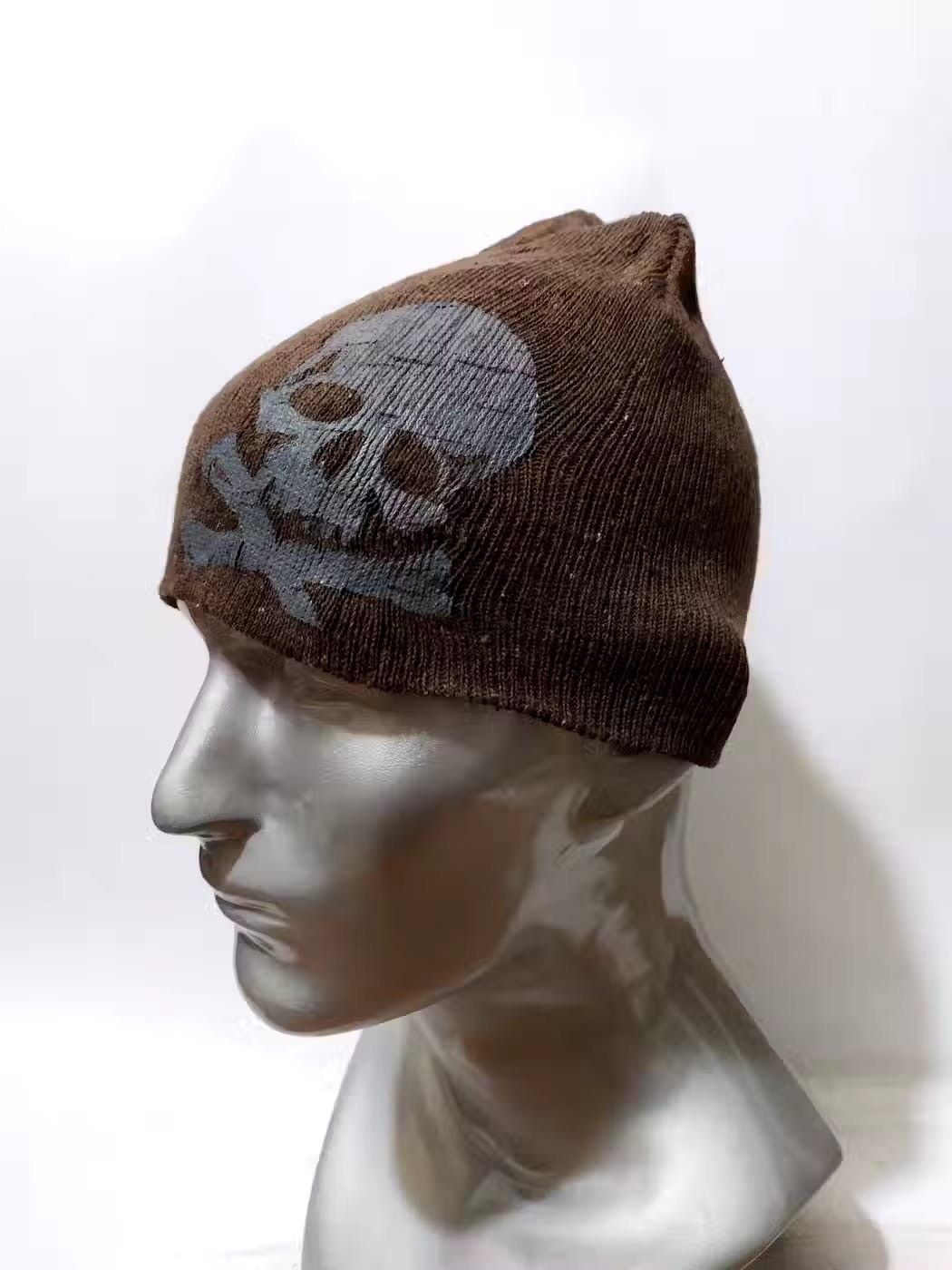 image of Avant Garde Unknown Japanese Skull Skeleton Punk Bondage Beanie in Brown, Men's