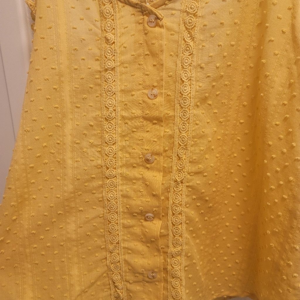 Other NWT Mine Yellow Crochet Dot Print Sleeveless Cami Blouse Size S / US 4 / IT 40 - 4 Thumbnail