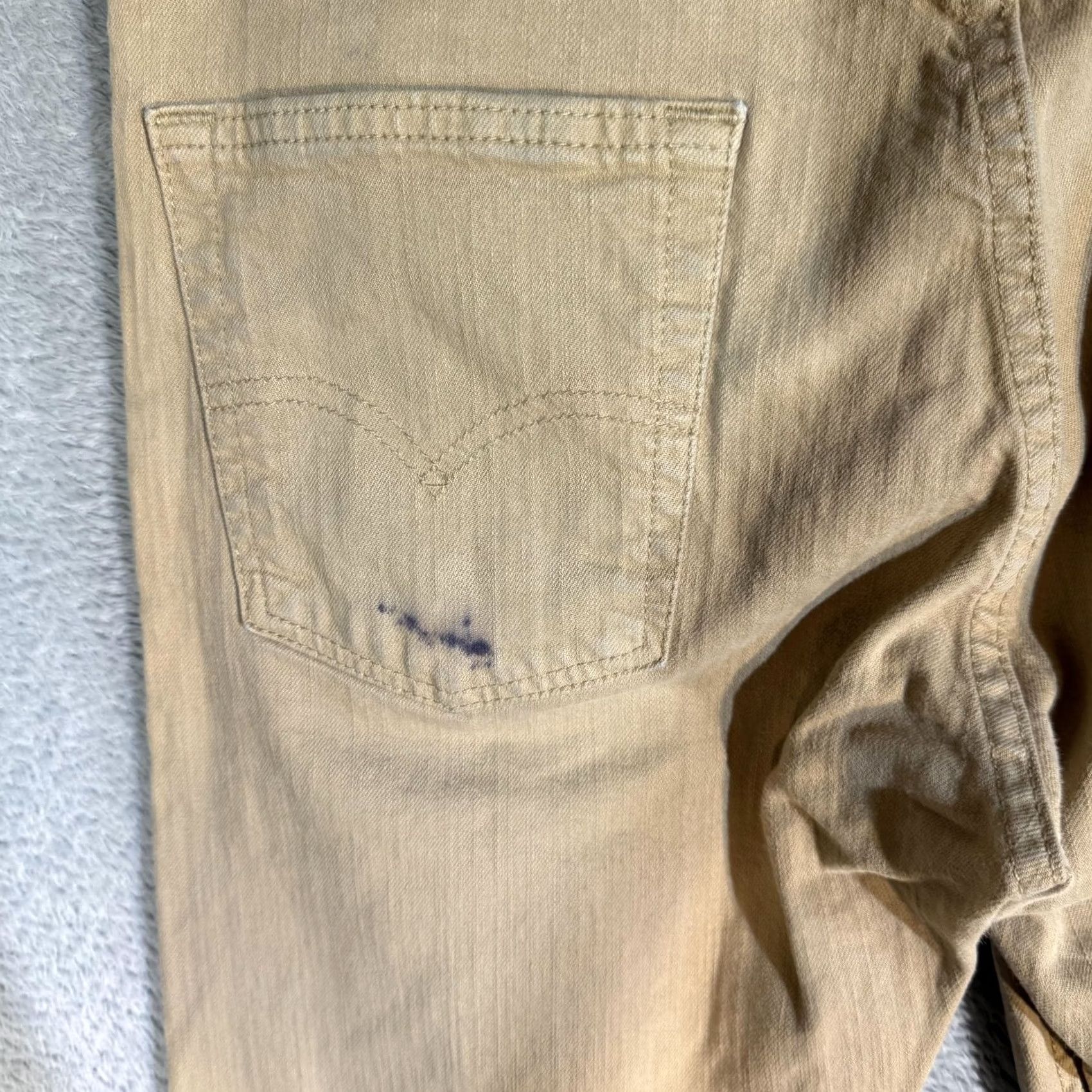 Levi's VINTAGE Levis 513 Jeans Mens 30x32 Khaki Slim Straight Stretch Denim Beige Zip Fly Size US 30 / EU 46 - 3 Thumbnail