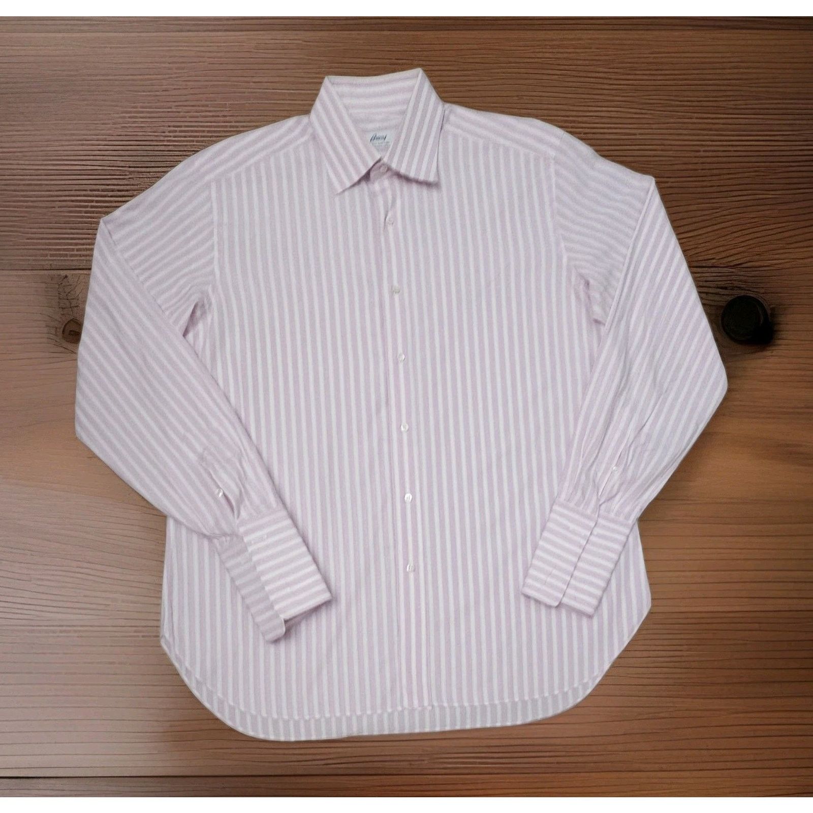 Brioni BRIONI Striped Pink Shirt Italy Barneys French Cuffs 41/16 Size US L / EU 52-54 / 3 - 3 Thumbnail